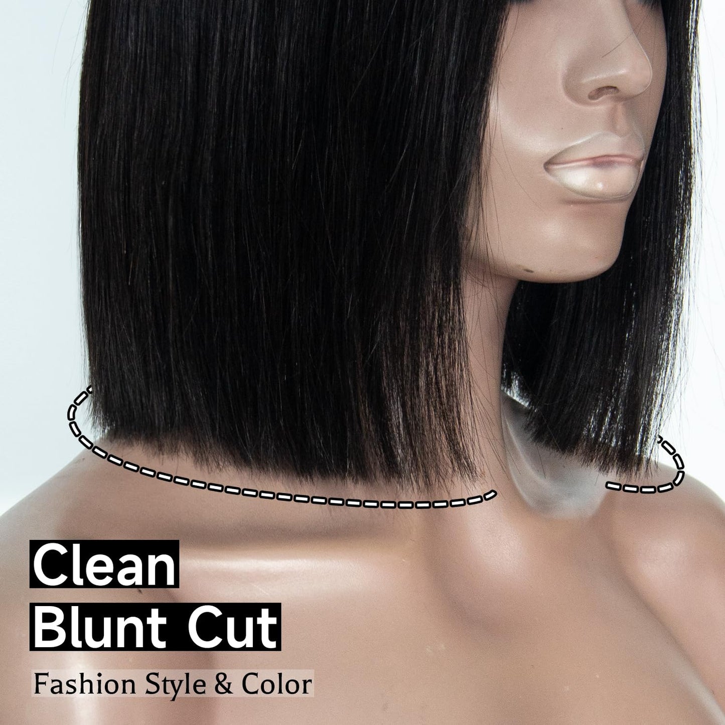 Topnormantic Wear and Go Glueless Wigs Human Hair Pre Plucked Pre Cut, Blunt Cut Bob Wigs Human Hair Bleached Knots 210% Density 12A Brazilian Virgin Hair 5x5 HD Lace Closure Wigs Black Women 10 Inch