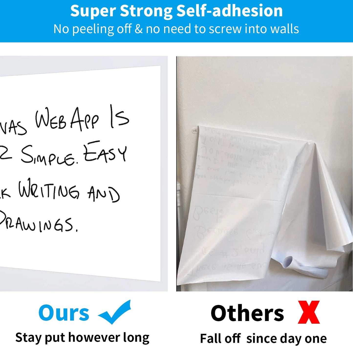 AFMAT Whiteboard Wallpaper, 6x4ft Dry Erase Contact Paper, Large Peel and Stick White Board Contact Paper, Stain-Proof & Super Sticky, No Ghost After 60 Days, Dry Erase Whiteboard Sticker for Wall