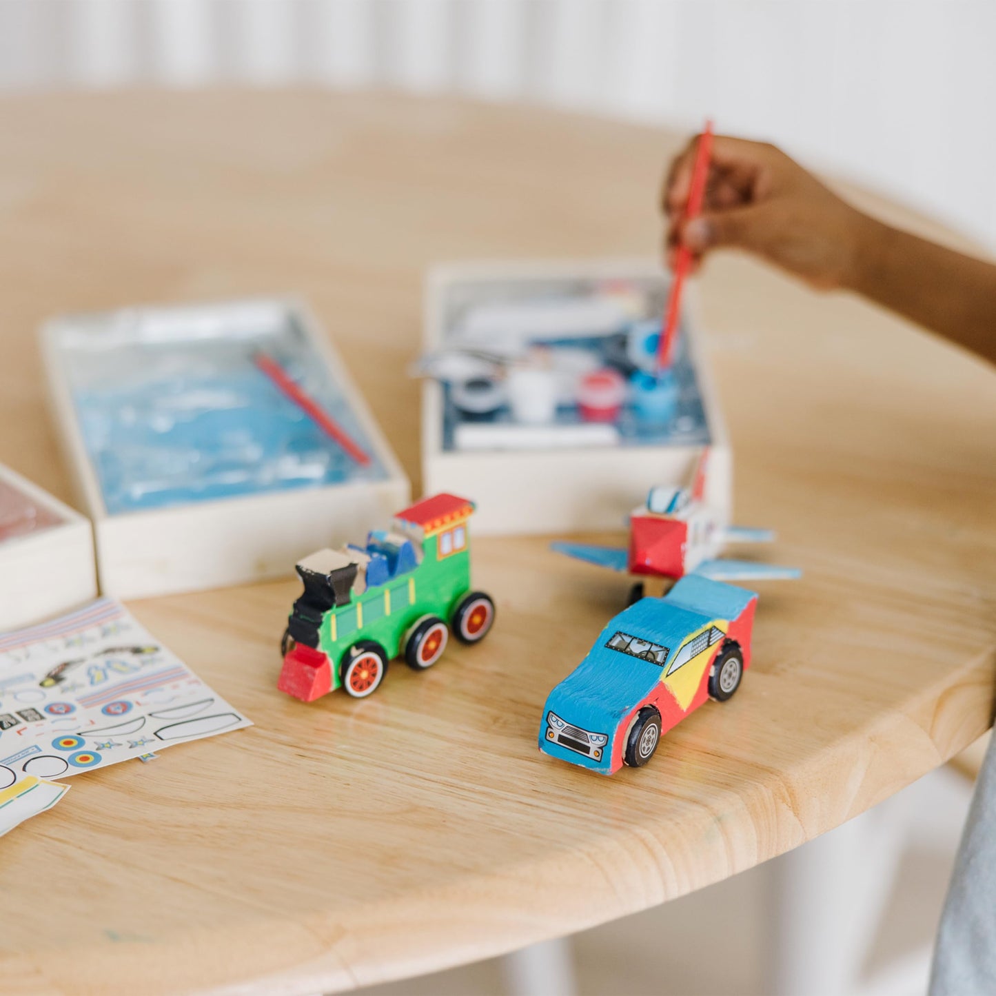 Melissa & Doug Decorate-Your-Own Wooden Craft Kits 3-Pack - Plane, Train, and Race Car
