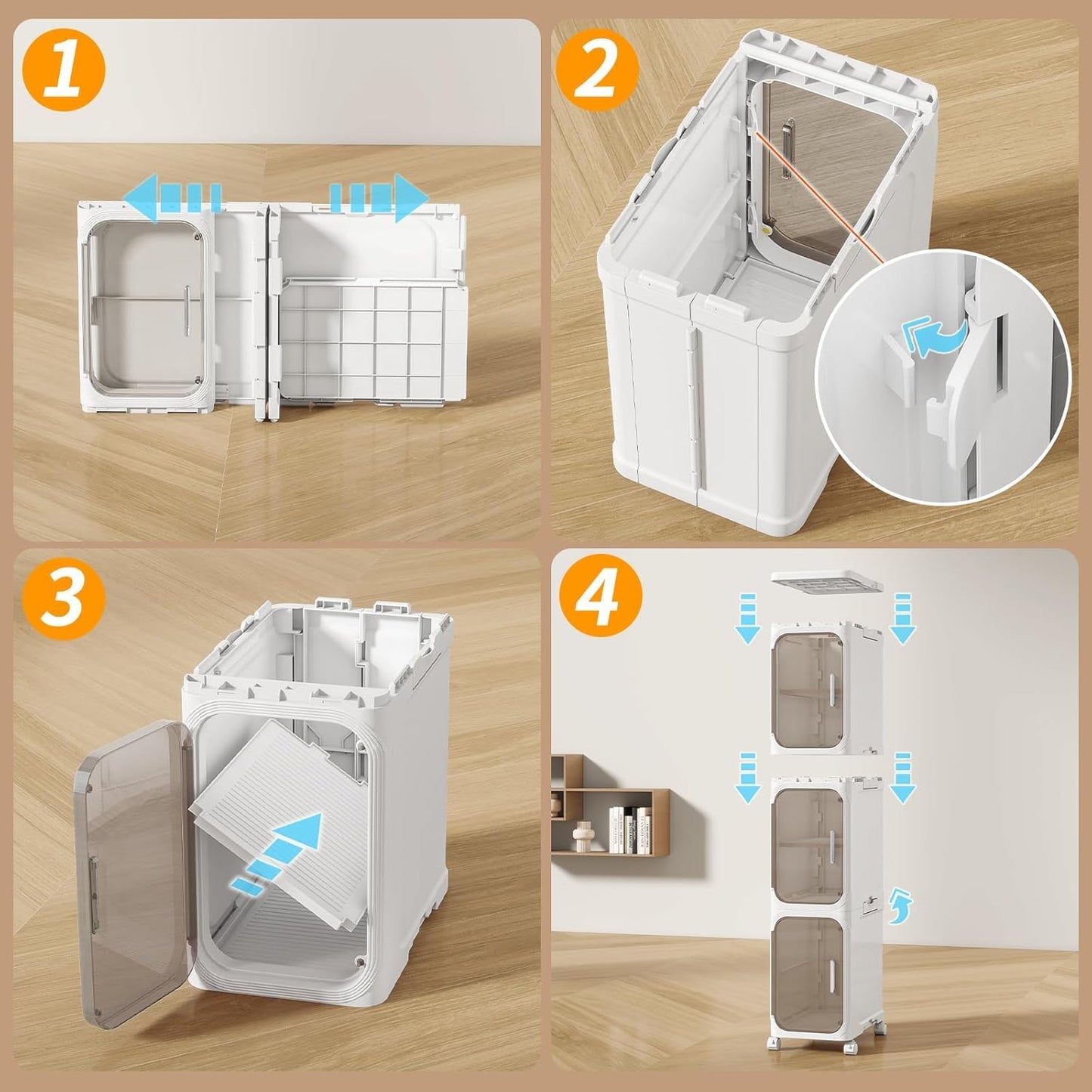 Neathub 2-Tiers Slim Bathroom Storage Cabinet, Foldable Storage Cabinets,Narrow Bathroom Storage,Movable Bathroom Storage Organizer for Small Spaces,Bathroom,Kitchen,Laundry,White