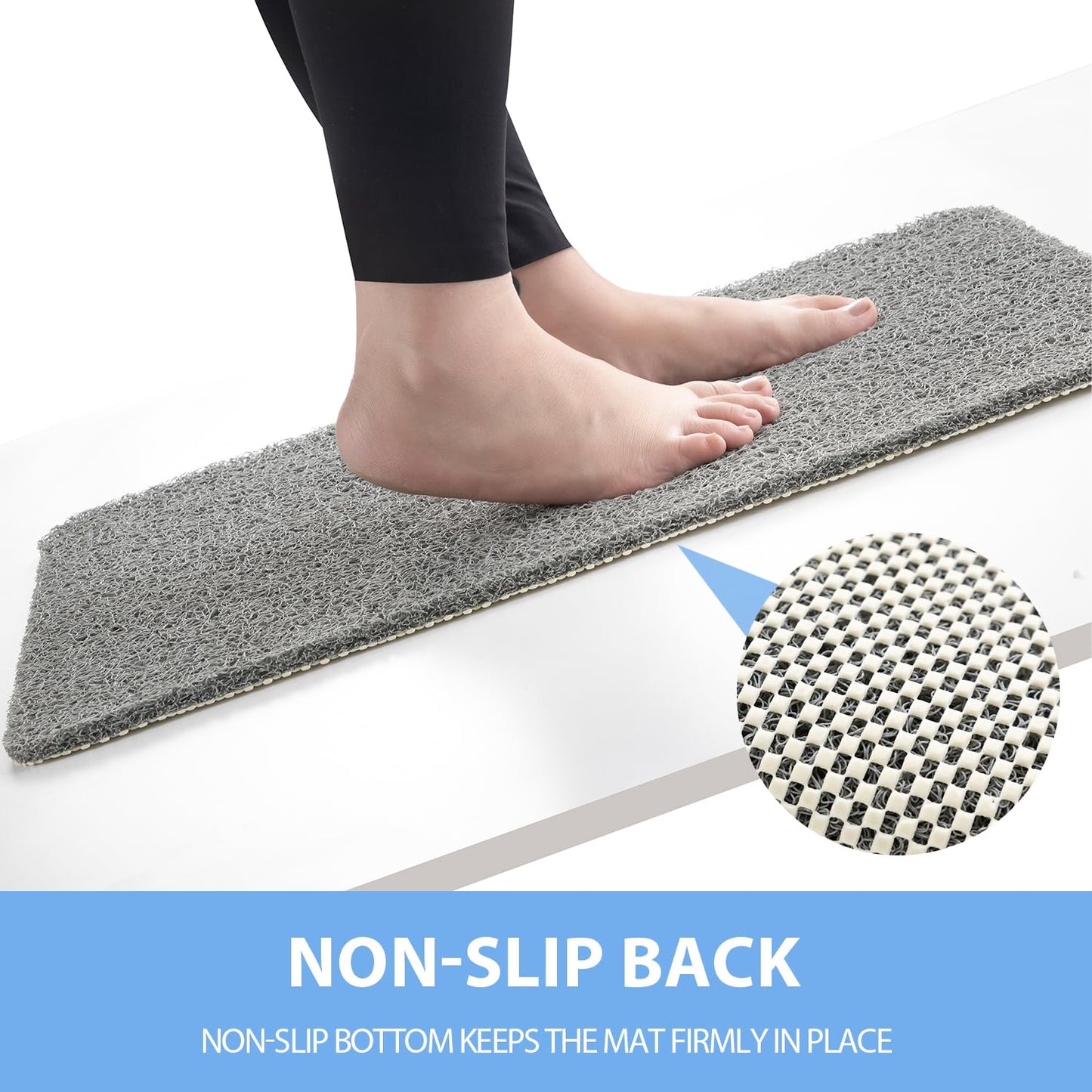 Hargiis Non-Slip Bathtub Mat, Anti Slip Shower Mat, Fast Drying Bathtub Mats, Foot Scrubber Mat, Anti Slip Mat for Tub, Floor, Bathroom, Kitchen, Home, Hotel (Grey 40"×28")