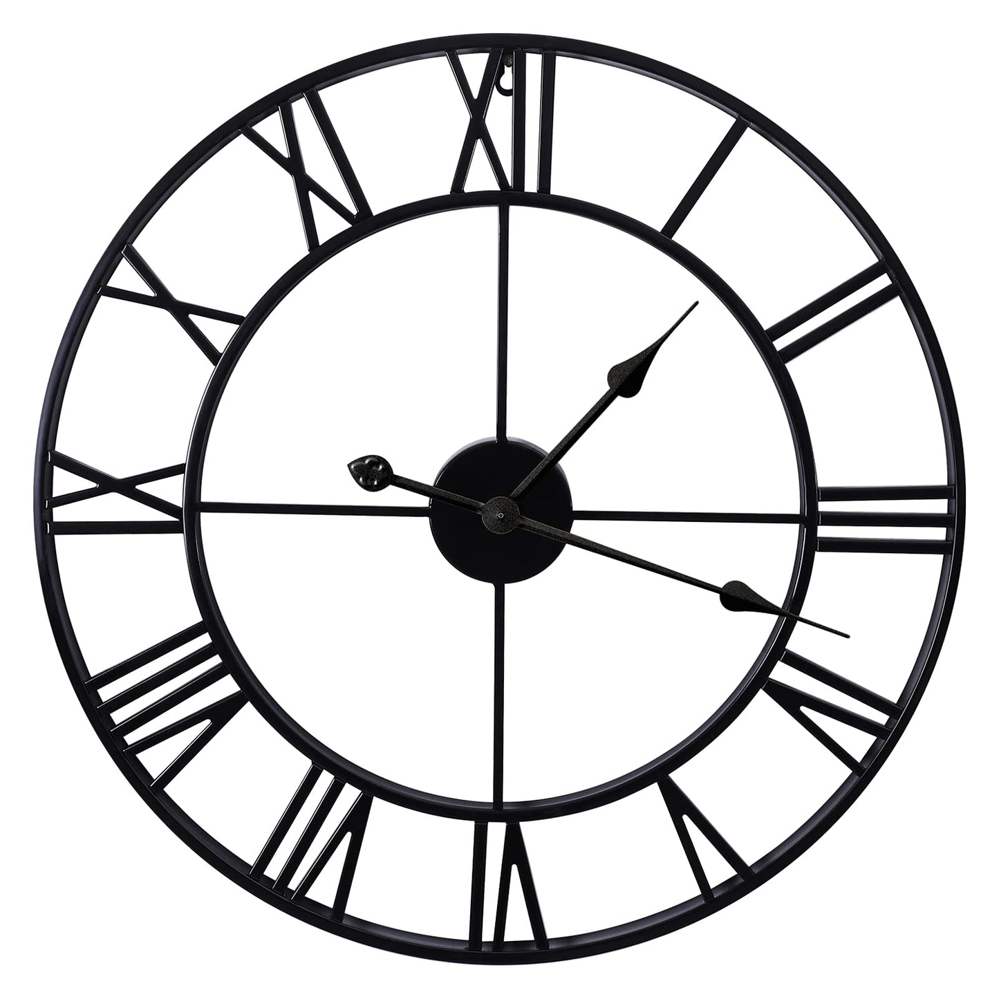 Large Wall Clocks Non-Ticking Silent 30 inch Battery Operated Oversized Metal Round Roman Numerals European Industrial Wall Clocks for Home Kitchen Living Room Office Decor