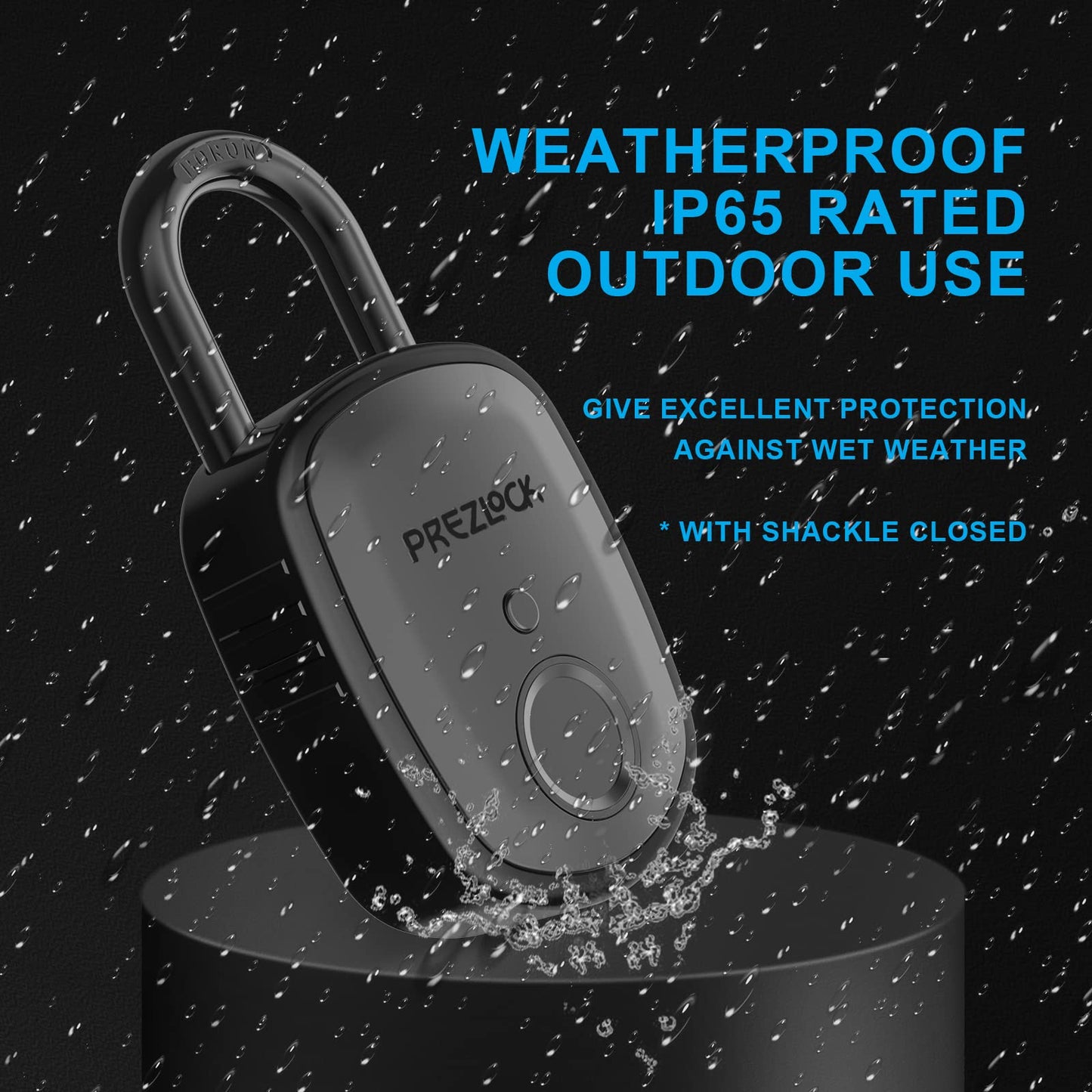 Prezlock Smart Fingerprint Padlock with Key, Biometric Padlock with APP, Suitable for Outdoor and Heavy Duty, IP65 Waterproof.