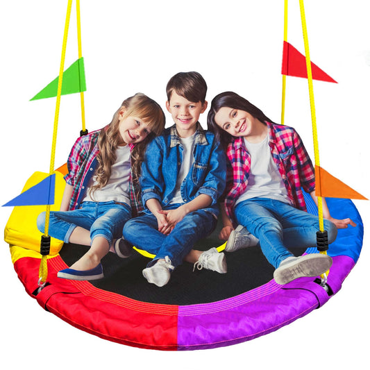 40 Inch Tree Swing for Kids Outdoor，Spider Web Tree Swing,850Lb Weight Capacity,900D Oxford Waterproof with Handles, with 71" Adjustable Hanging Straps，for Backyard, Playground (New 6 Colors)