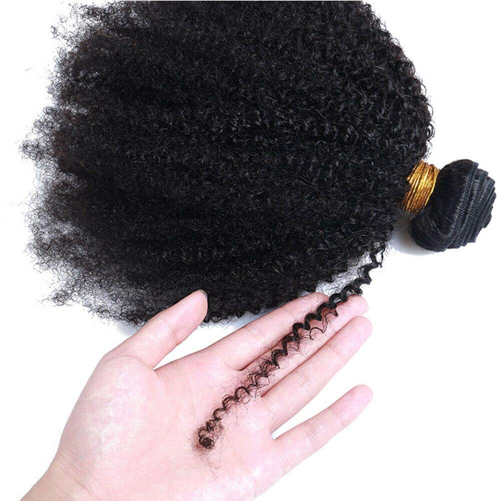 Mongolian Afro Kinky Curly Bundles 4B 4C Afro Kinky Curly Human Hair Bundles 18 20 22 Inch Unprocessed Virgin Hair Curly Weave Bundles Afro Curly Hair Extensions for Black Women Natural Color