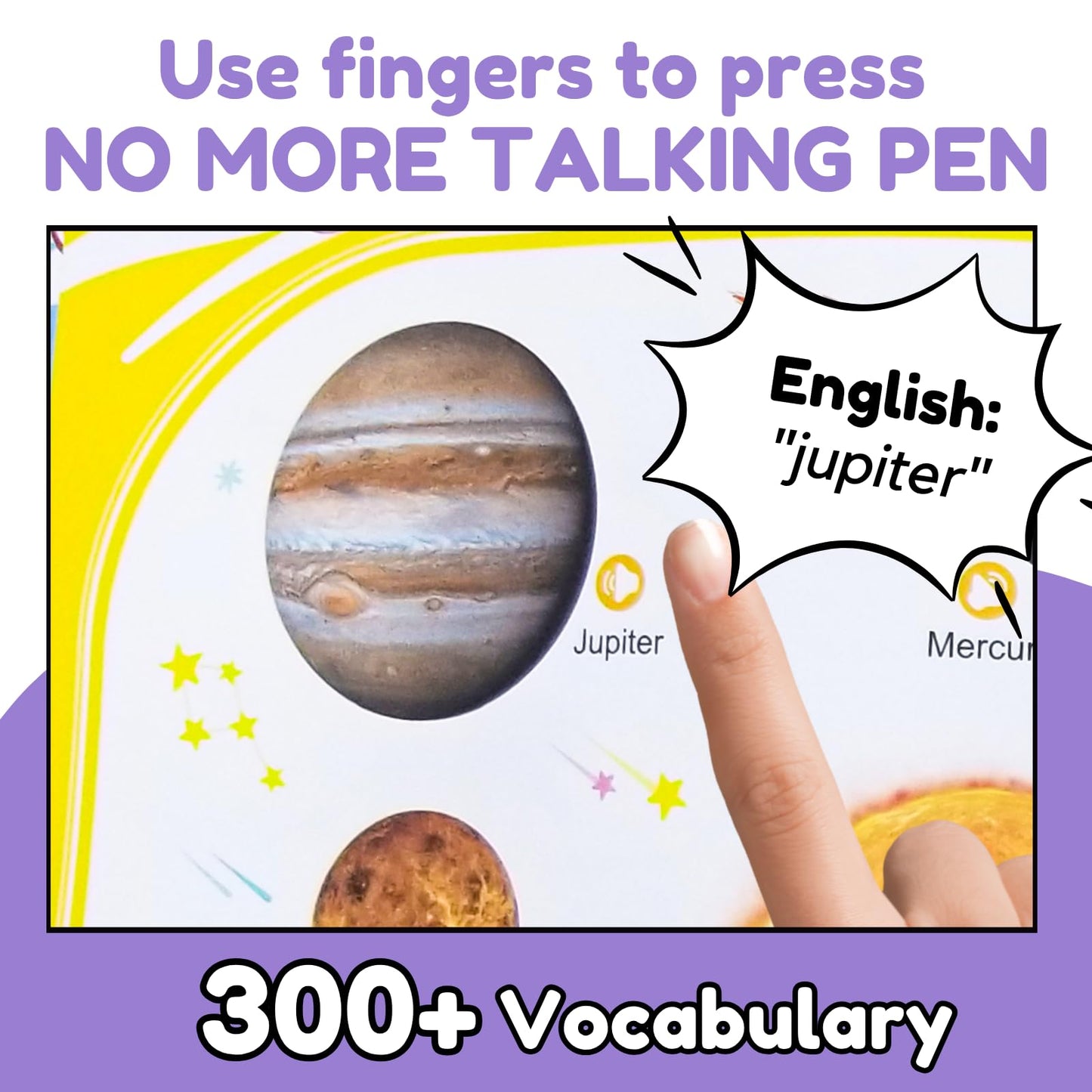 ZeenKind English Learning Talking Book for Kids 3 4 5 6 Years Old, 300+ Words Interactive Audio Sound Books for Toddlers, Early Learning Educational Electronic Musical Toy