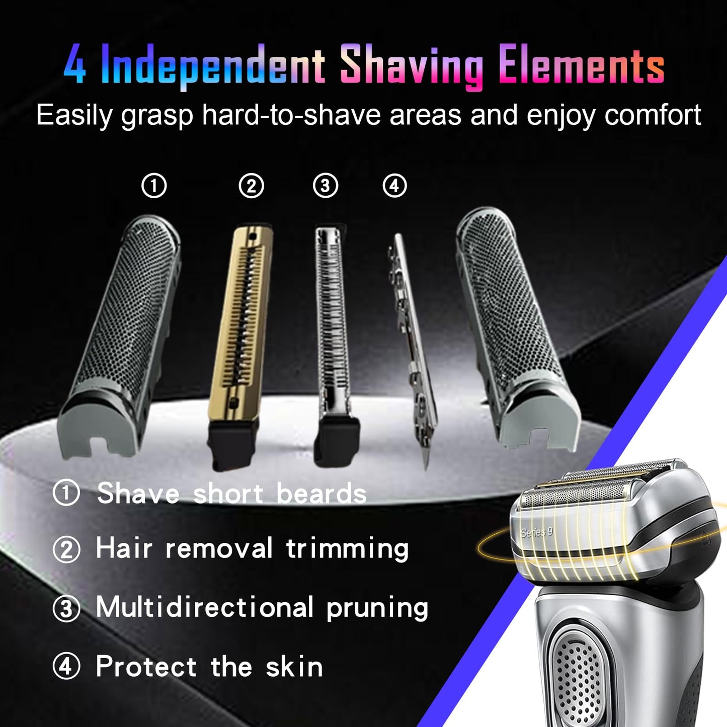 2PCS 92S Series 9 Replacement Head for Braun Series 9 Foil Shaver Replacement Heads for Braun Series 9 Replacement Blades 9290cc, 9291cc, 9370cc, 9293s, 9385cc, 9390cc, 9330s, 9296cc Foil Shaver