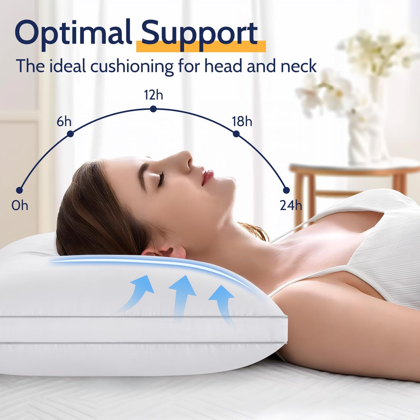 ROUMEA Pillows Standard Size Set of 2, Bed Pillows for Sleeping 2 Pack, Luxury Hotel Quality, Supportive Standard Pillows with Soft Down Alternative for Back Stomach Side Sleepers, Machine Washable
