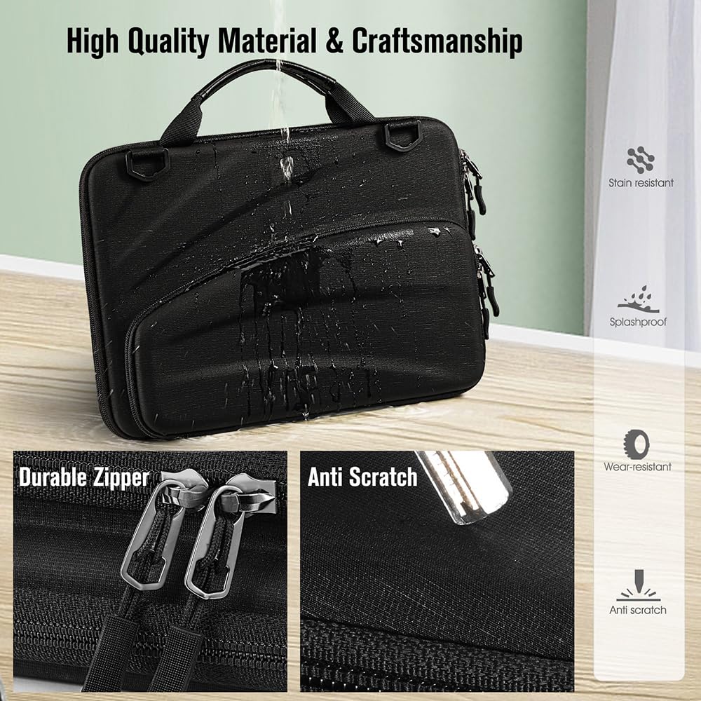 FINTIE 11-11.6 Inch Chromebook Sleeve Case - Protective Briefcase Shoulder Bag with Accessory Pouch for Up to 11.6" Laptop Notebook Ultrabook 13'' MacBook Neo, Black