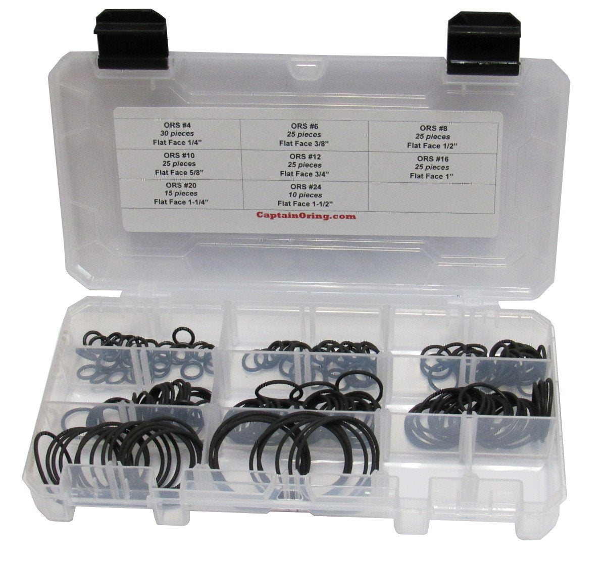 Captain O-Ring ORS/ORFS (for Flat Face Fittings) Hydraulic O-Ring Seal Kit (Buna 90 / BN90-180 Piece Kit)