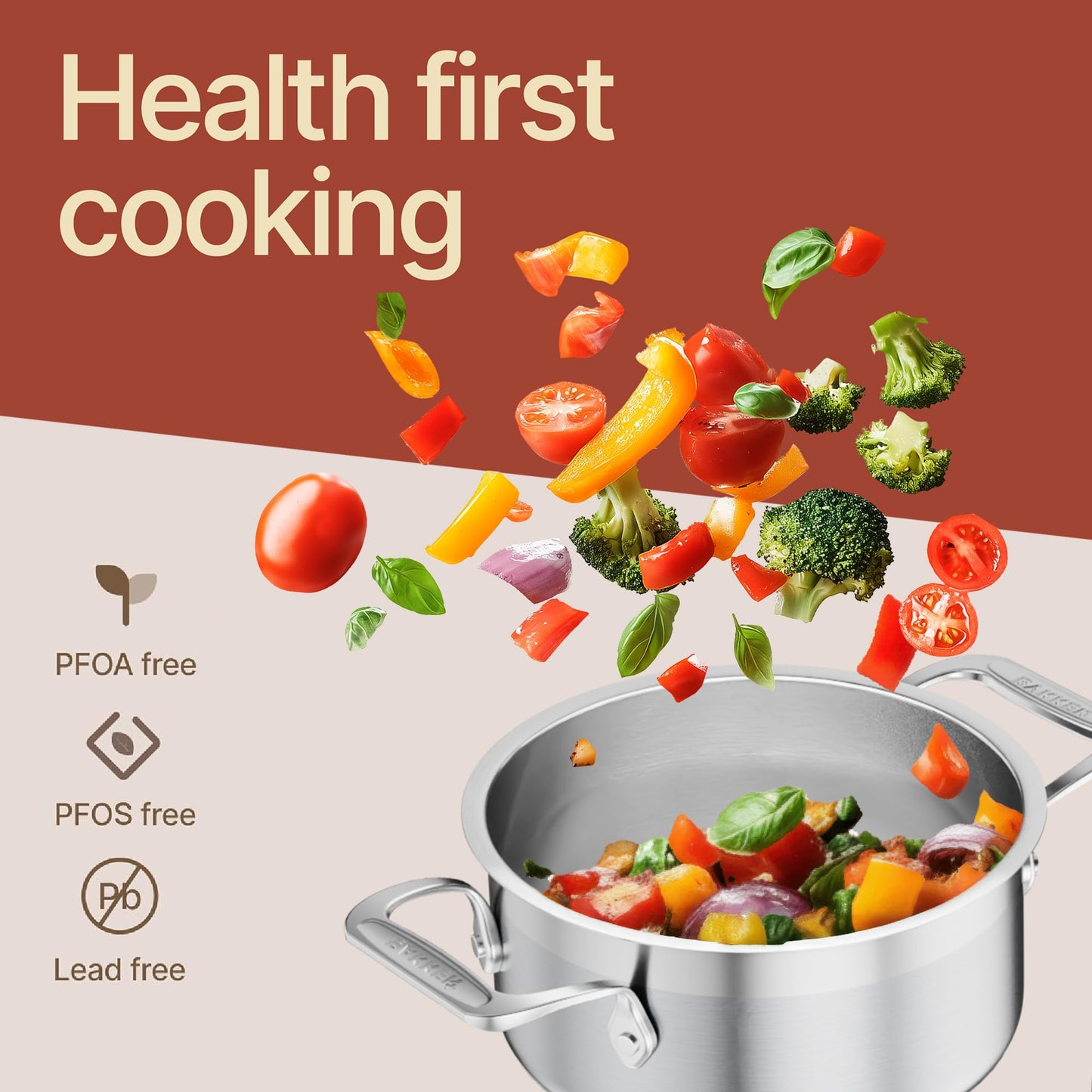 Stainless Steel Stockpot with Lid 2 Quart, Durable 18/8 Stainless Steel, Impact-Bonded Base for Even Heating, Riveted Handles, Oven & All Stove Compatible, Safe Up To 500°F (260°C)