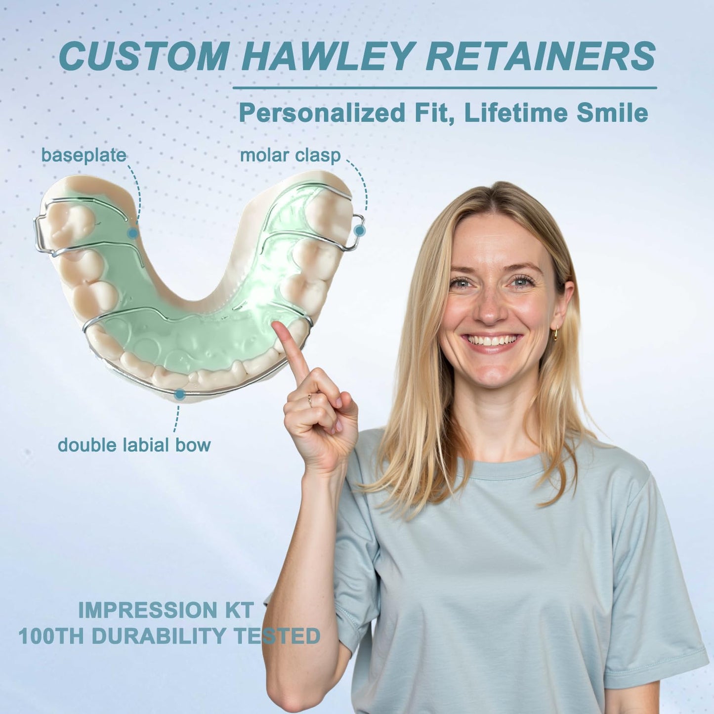 Hawley Dental Retainers, Custom Guard for Upper and Lower Teeth (Green)