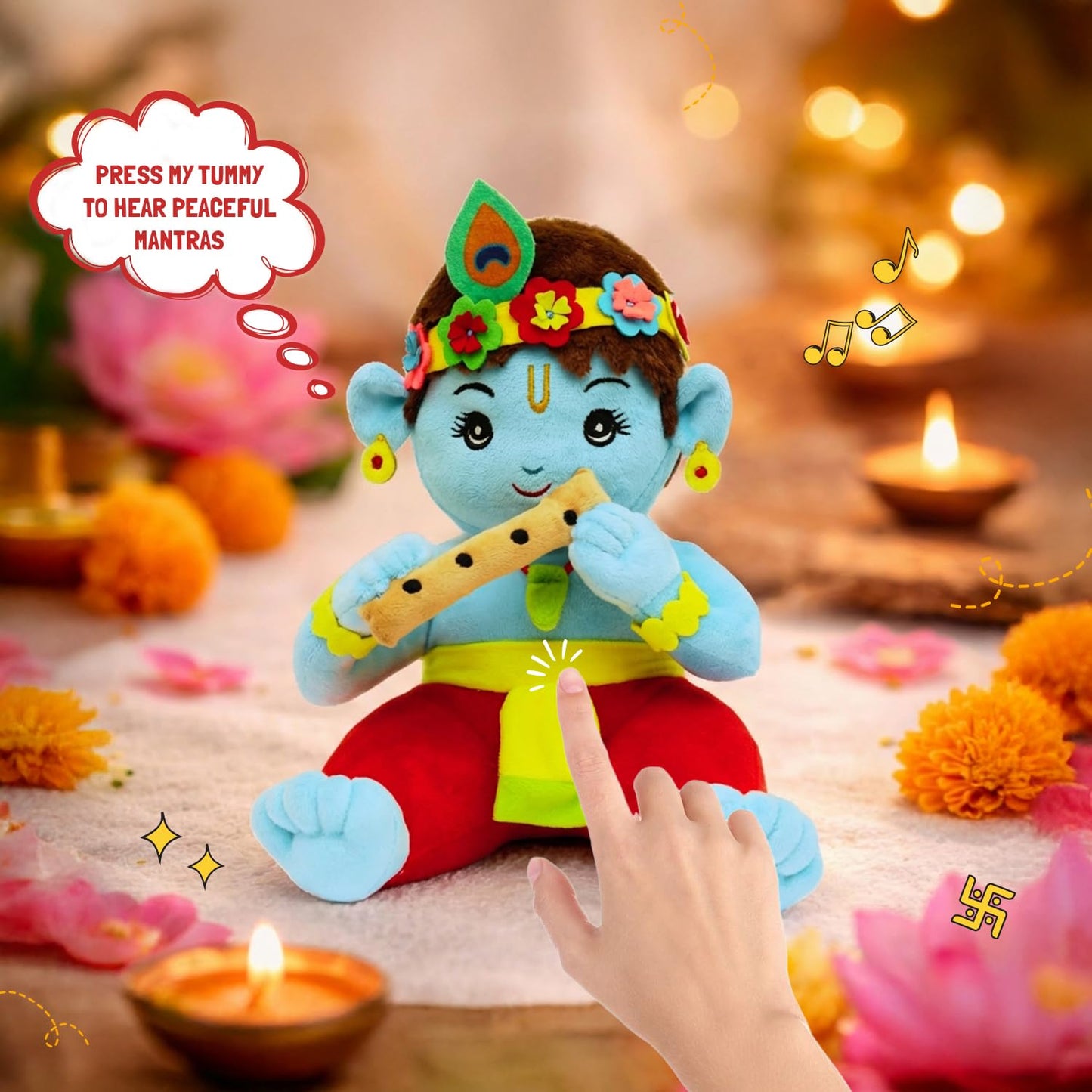 Panda's Box Mantra Chanting Musical Baby Krishna Plush Toy | Best Gift for Kids