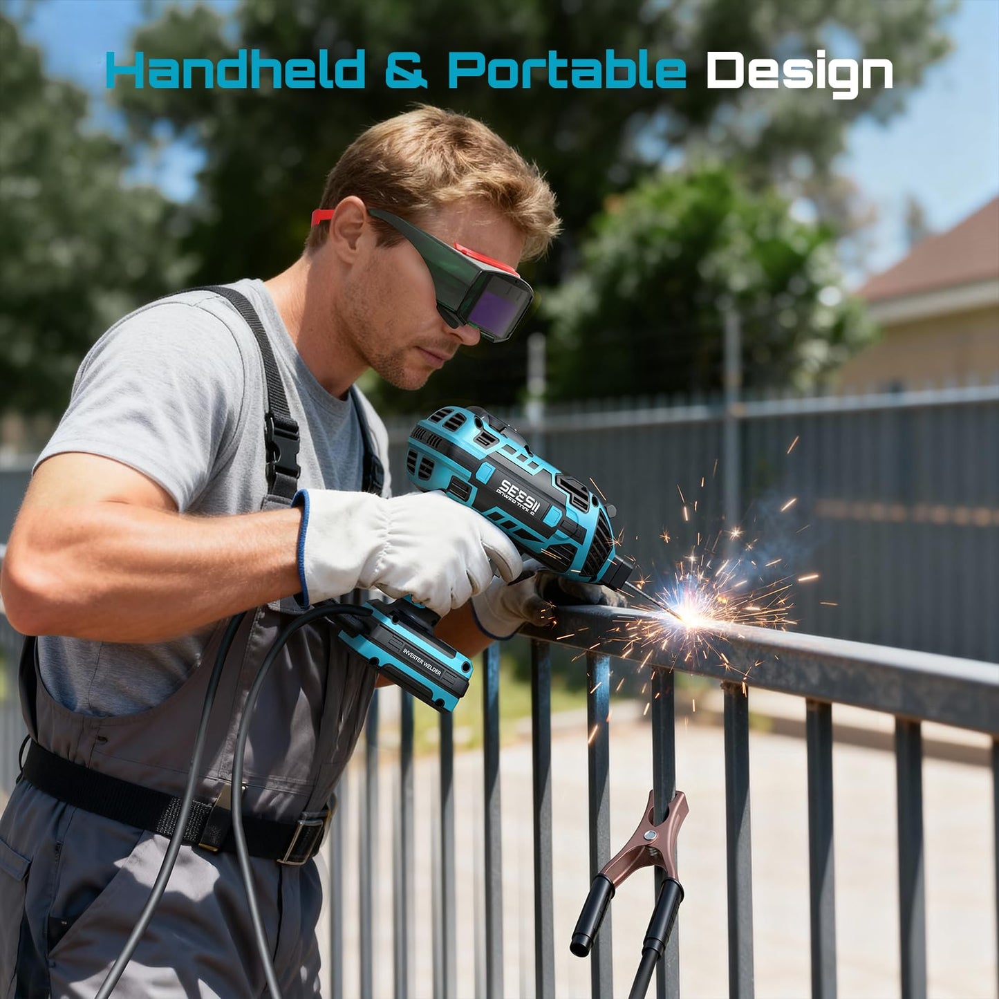 Seesii Portable Welder Handheld, 110V 120A Portable Welding Machine with Goggles & Chipping Hammer, Compatible with for 3/32"-1/8" Rods, Suitable for Home DIY Repair and Automotive Repair Welding