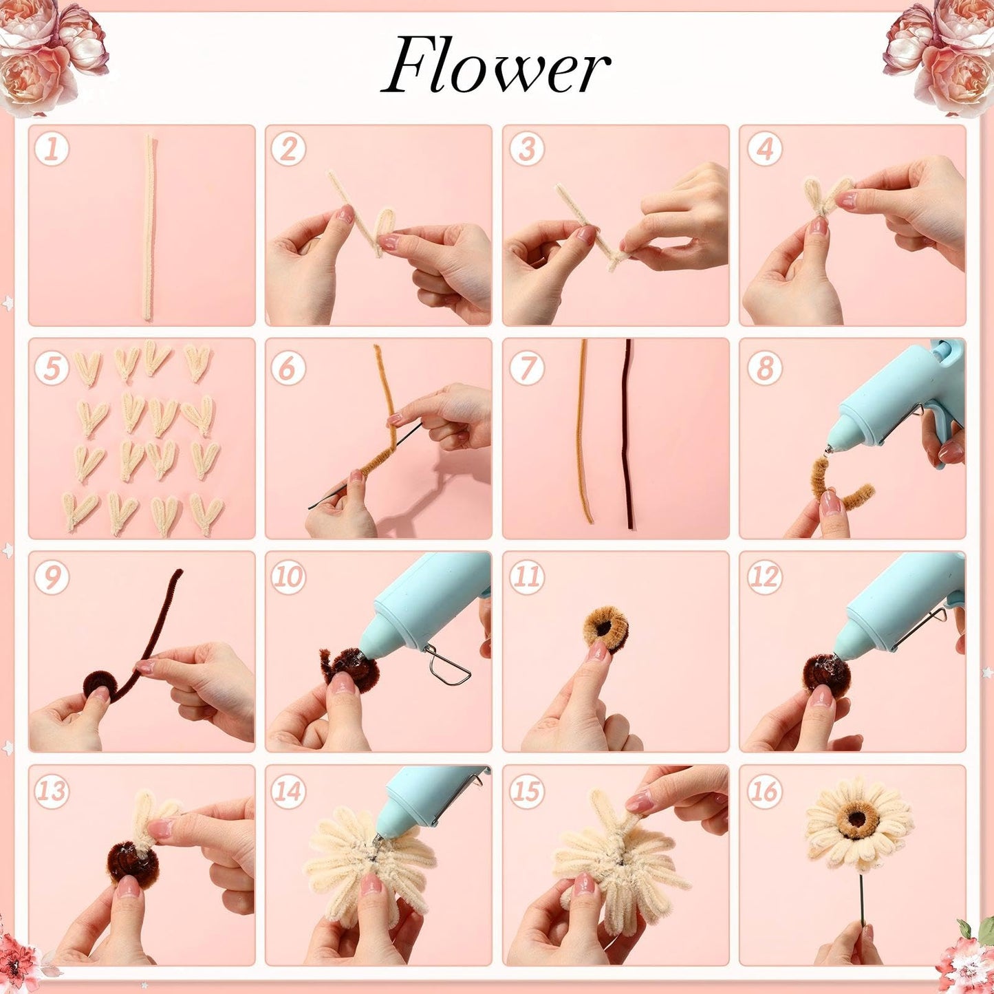 DaisyInner 700 Pcs Halloween Fall Pipe Cleaners Craft Bulk Pastel Chenille Stems Flower DIY Gradient Colored Fluffy for School Classroom Thanksgiving Christmas Party Supplies(Bohemia)