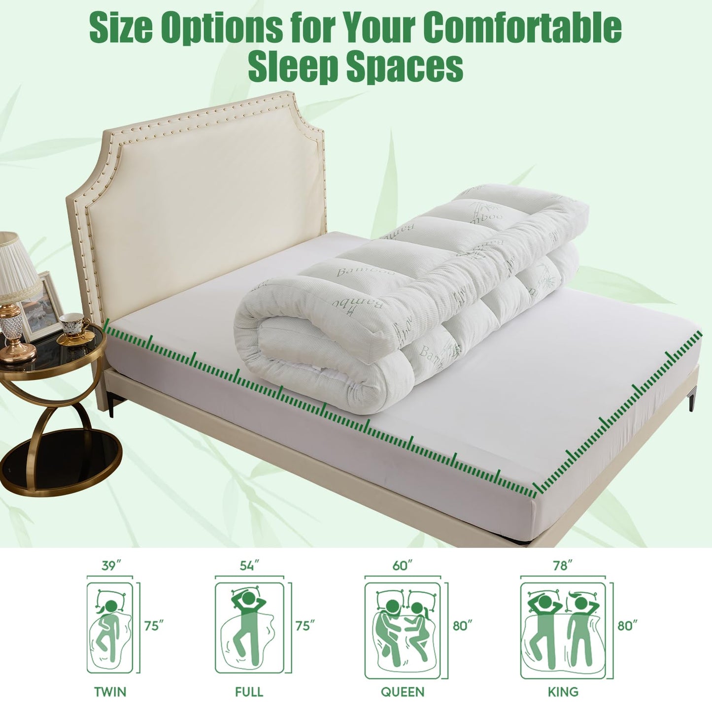 WhatsBedding 5 Inch Memory Foam Mattress Topper Twin Size for Back Pain Relief, with Cooling Breathable Bamboo Viscose Air Layer, Soft Pillow Top Mattress Topper, 75x39x5in