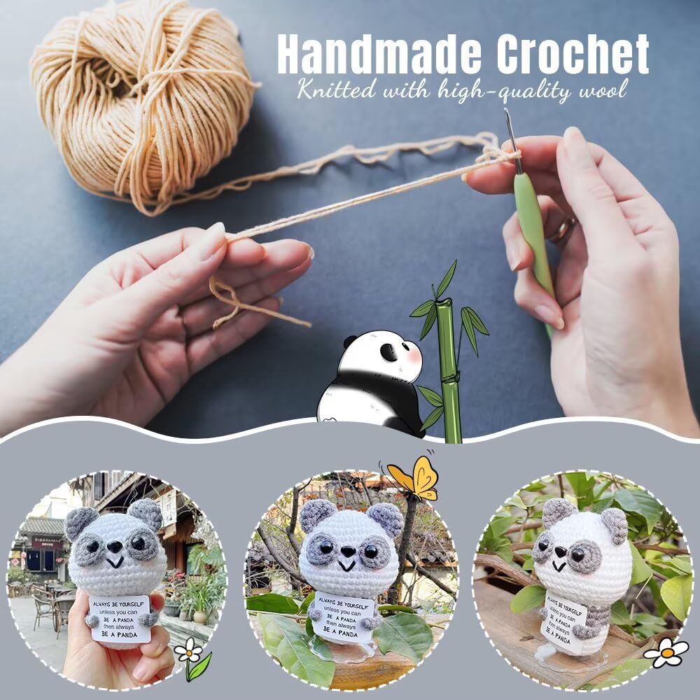 Hnqiqs 25PCS Crochet Animals Birthday Gifts for Women Men, Positive Crochet Animals Bulk Anniversary Christmas Encouragement Gifts for Friends Coworker Her Him, Fall Decor Couples Romantic Present