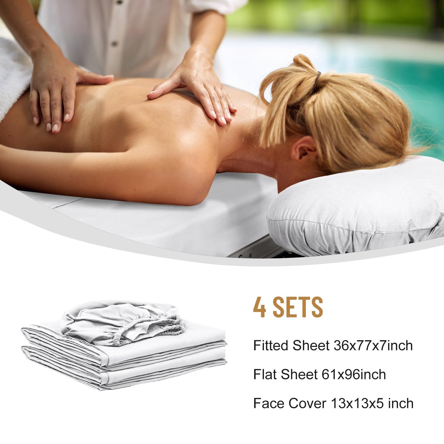 12 Pcs 4 Sets Premium Microfiber Massage Table Sheet Set, Include Massage Table Cover, Massage Fitted Sheet, Massage Face Rest Cover for Beauty Salon Spa Hair Salon, White
