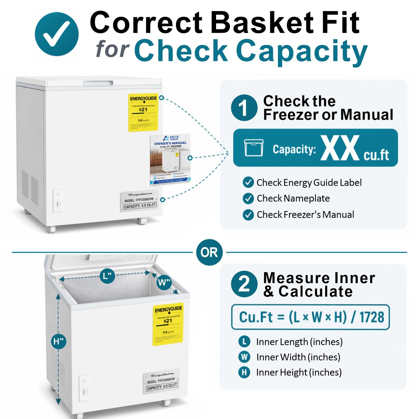 iSPECLE Deep Freezer Organizer Bins - Fits 7 Cu.Ft Chest Freezer, 8 Pack Stackable Wire Baskets(14.7" Length), Heavy Duty Coated Freezer Organizer, Rust Resistant for Frozen Food Sorting, White