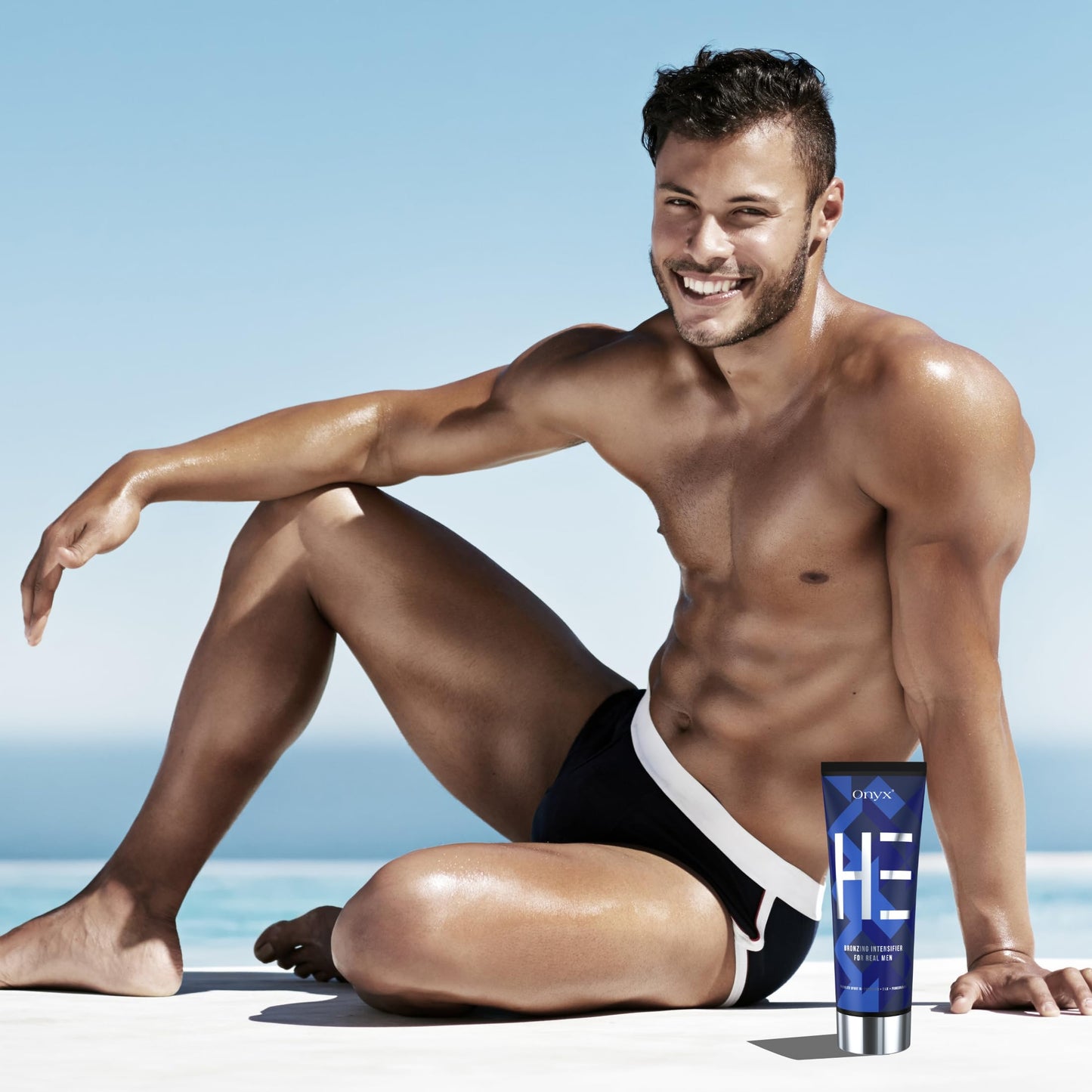 Onyx HE Tanning Bed Lotion for Men - Indoor Tanning Lotion Accelerator & Bronzer, Quick & Dark Tan, Men's Tanning Lotion with Skin Firming, Muscle Bronzing Complex & Moisturizing Formula