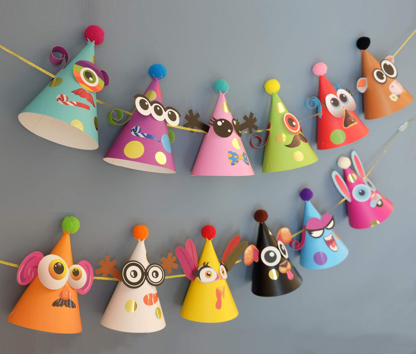 24 Pcs Party Hats Birthday Activity Kit with Stickers. Kids Fun Arts & Crafts, Party Favor, Game Supplies, Christmas Decors