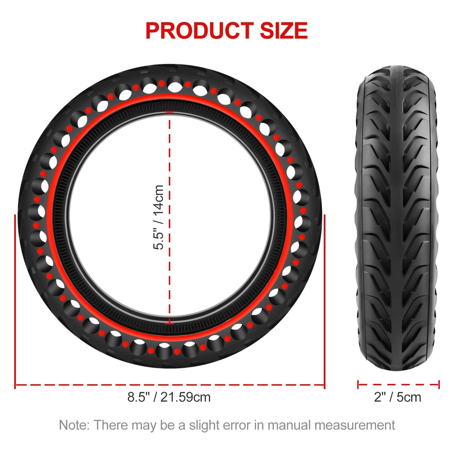BANGTING 2PCS 8.5x2 inches Solid Tires for Electric Scooter, 8 1/2 x2 Tire for Gotrax GXL V2 / XR/APEX, 50/75-6.1 Tire Replacement for Xiaomi Pro 2 / M365 / 1S and All 8.5'' Scooter Tires