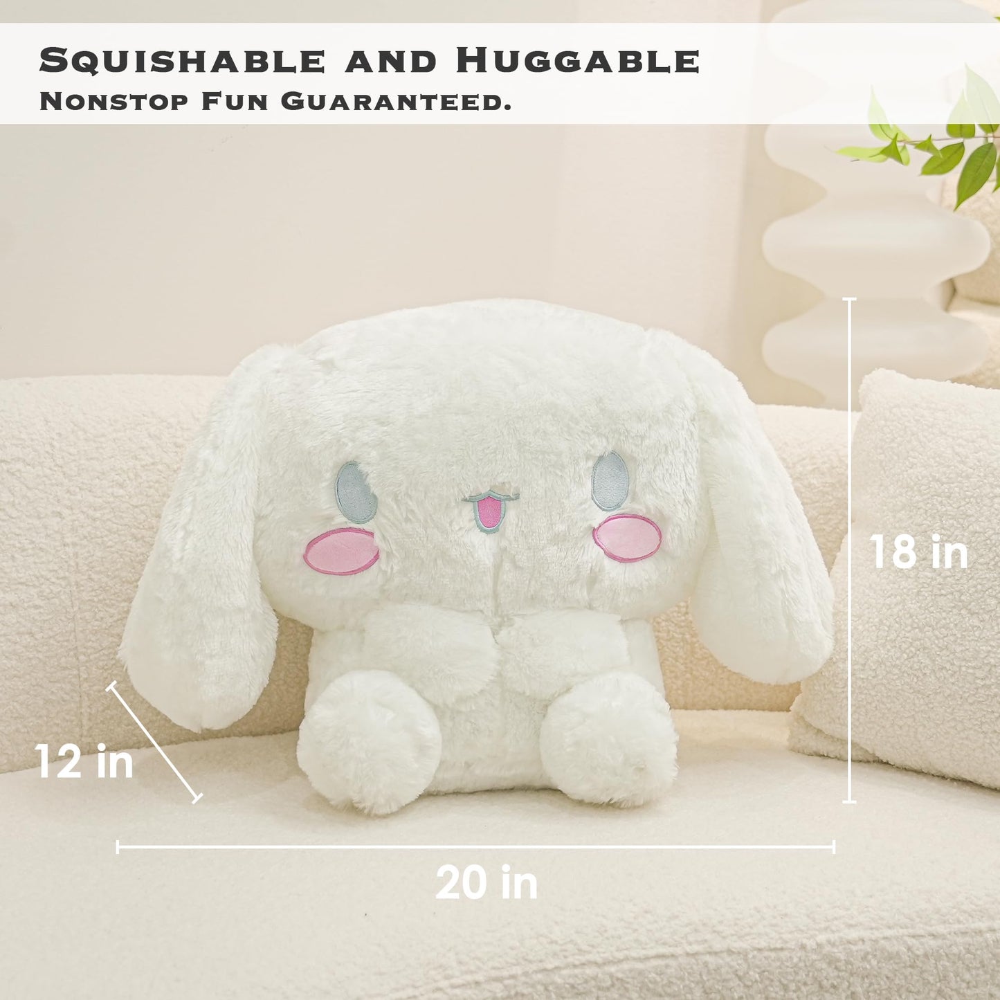 Juju White Kawaii Plush (20 in) - Cute Stuffed Animal Kawaii Plushies - Peluche Big Stuffed Animals Plushie - Peluches Grandes Cute Plushies - Cool Stuff Plush - Plushy (Hpy)