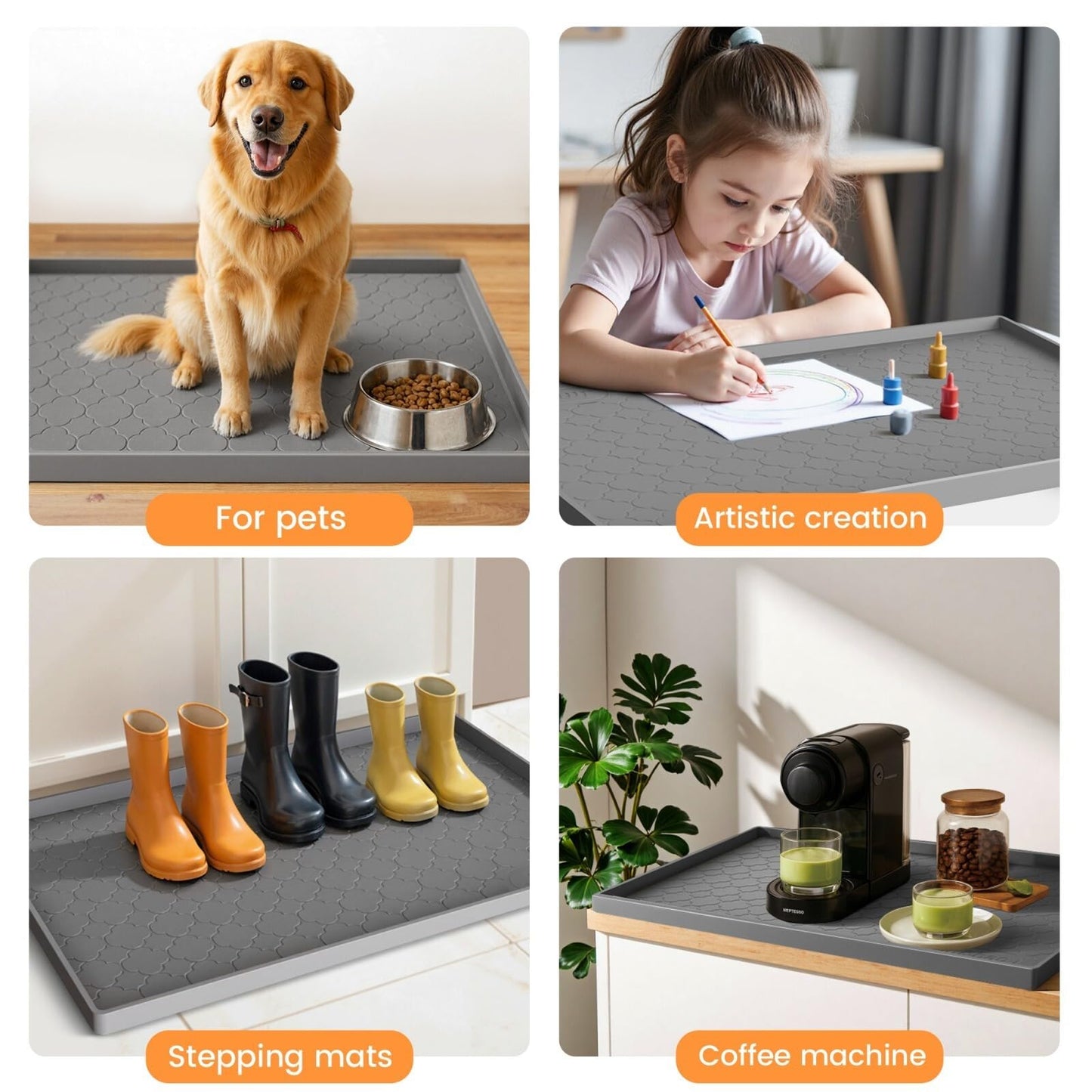 Jin&Bao Waterproof Under Sink Mat 40" x 22", Thick Silicone Mat Cabinet Protector for Kitchen and Bathroom, Shelf Liner, Home Organizer and Storage, Multipurpose Tray for Gadgets and Essentials