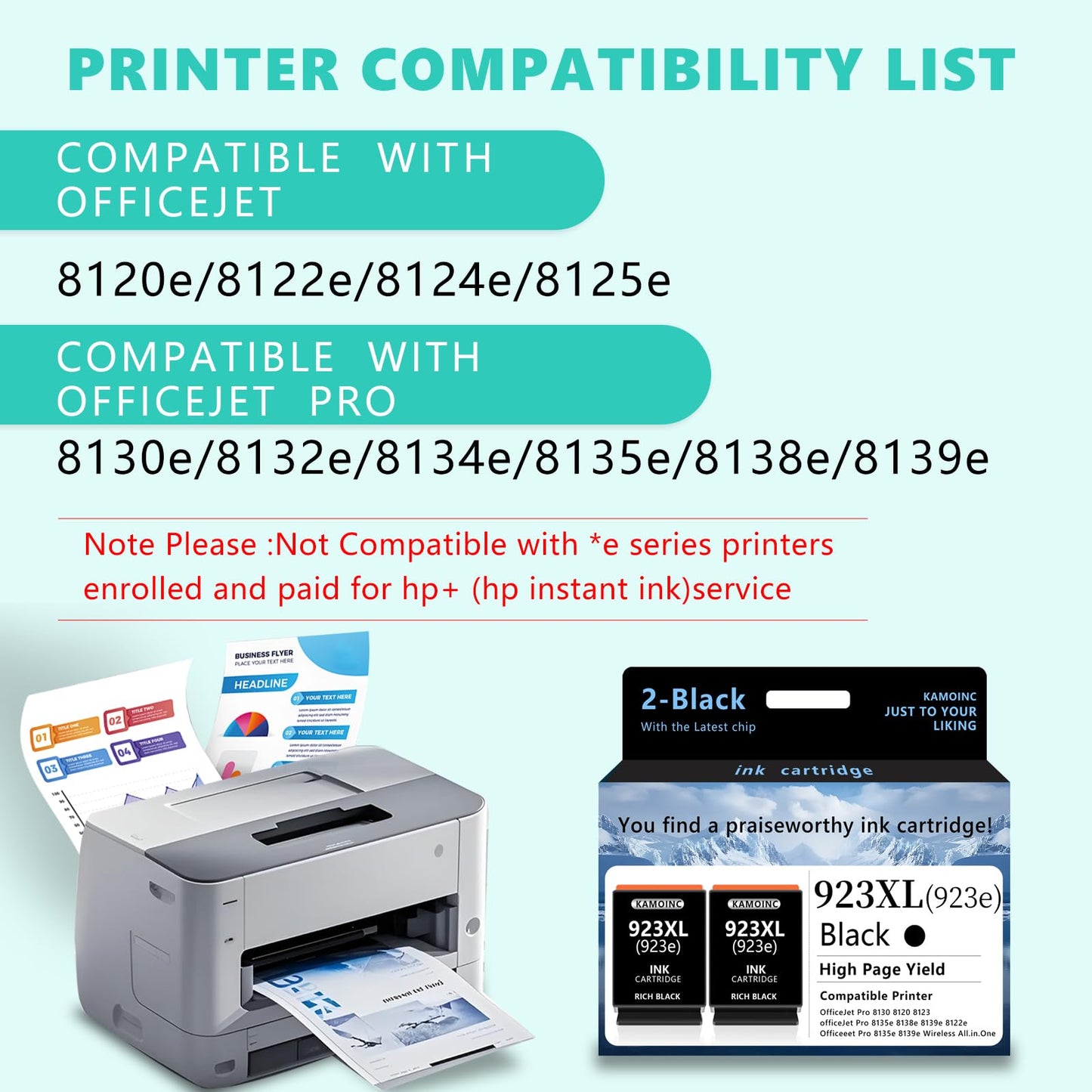 923e 923xl Black Ink Cartridges Replacement for hp923 923e Black Ink cartridges for OfficeJet Pro 8135e 8130e 8139e 8138e 8122e 8120 8124e 8125e 8130 8132e 8134e Printer （2Black）