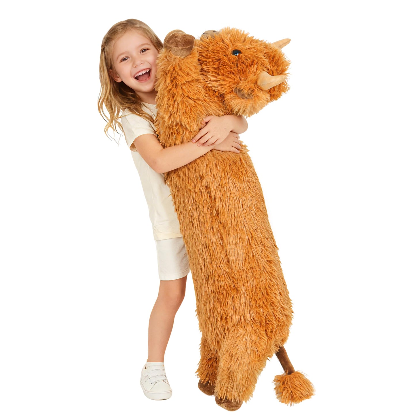Highland Cow Stuffed Animal 33",Long Highland Cow Plush, Cattle Body Pillow Plushies Gifts for Kids and Adults