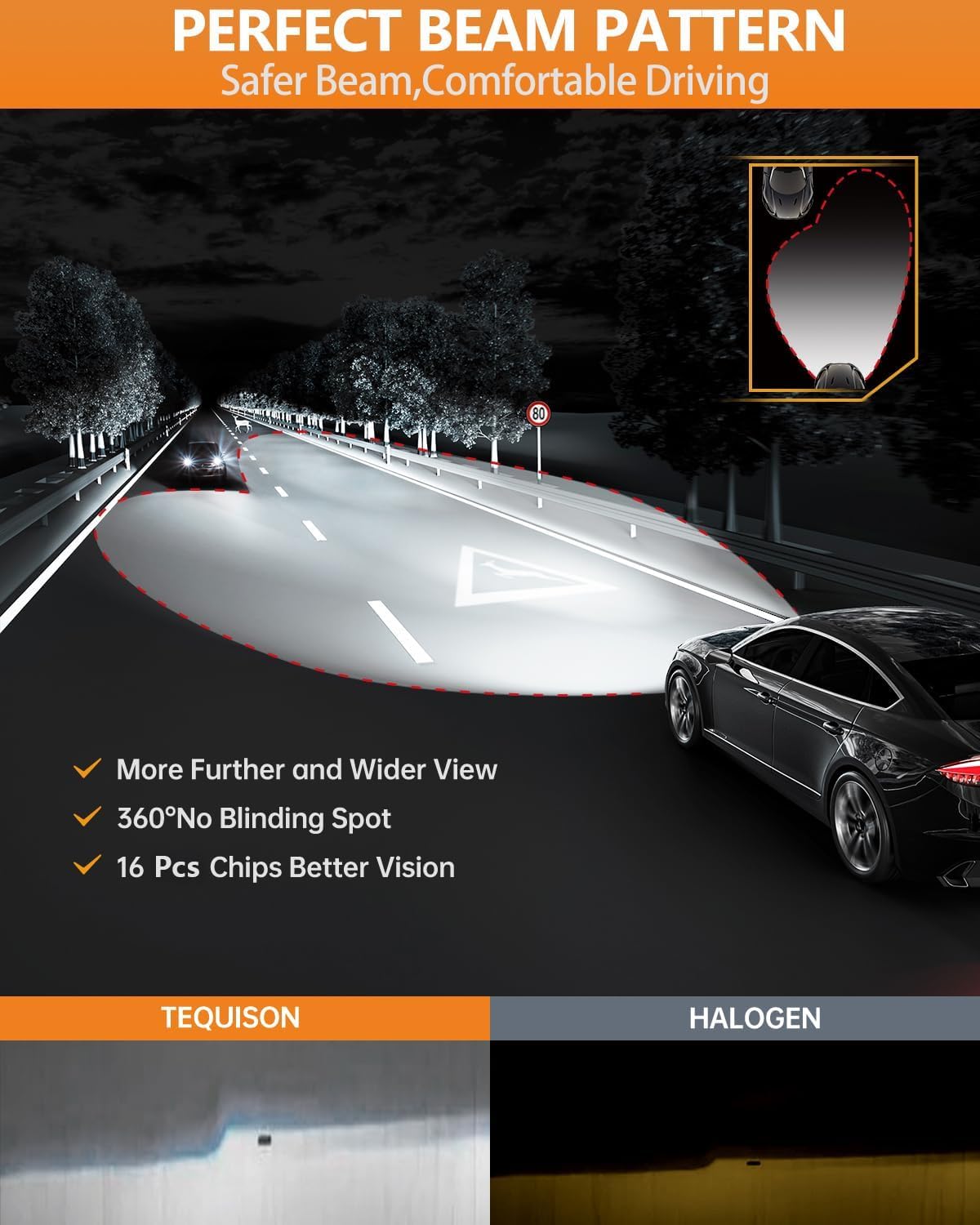 Tequison 𝟗𝟎𝟎𝟓/𝐇𝐁𝟑 𝟗𝟎𝟎𝟔/𝐇𝐁𝟒 Bulbs Combo, 800% Ultra Bright Fog Lights, 100,000LM 6500K Cool White with 14000RPM Fan, IP68 Waterproof, 1:1 Size, Plug-N-Play, Canbus Ready (4-Pack)