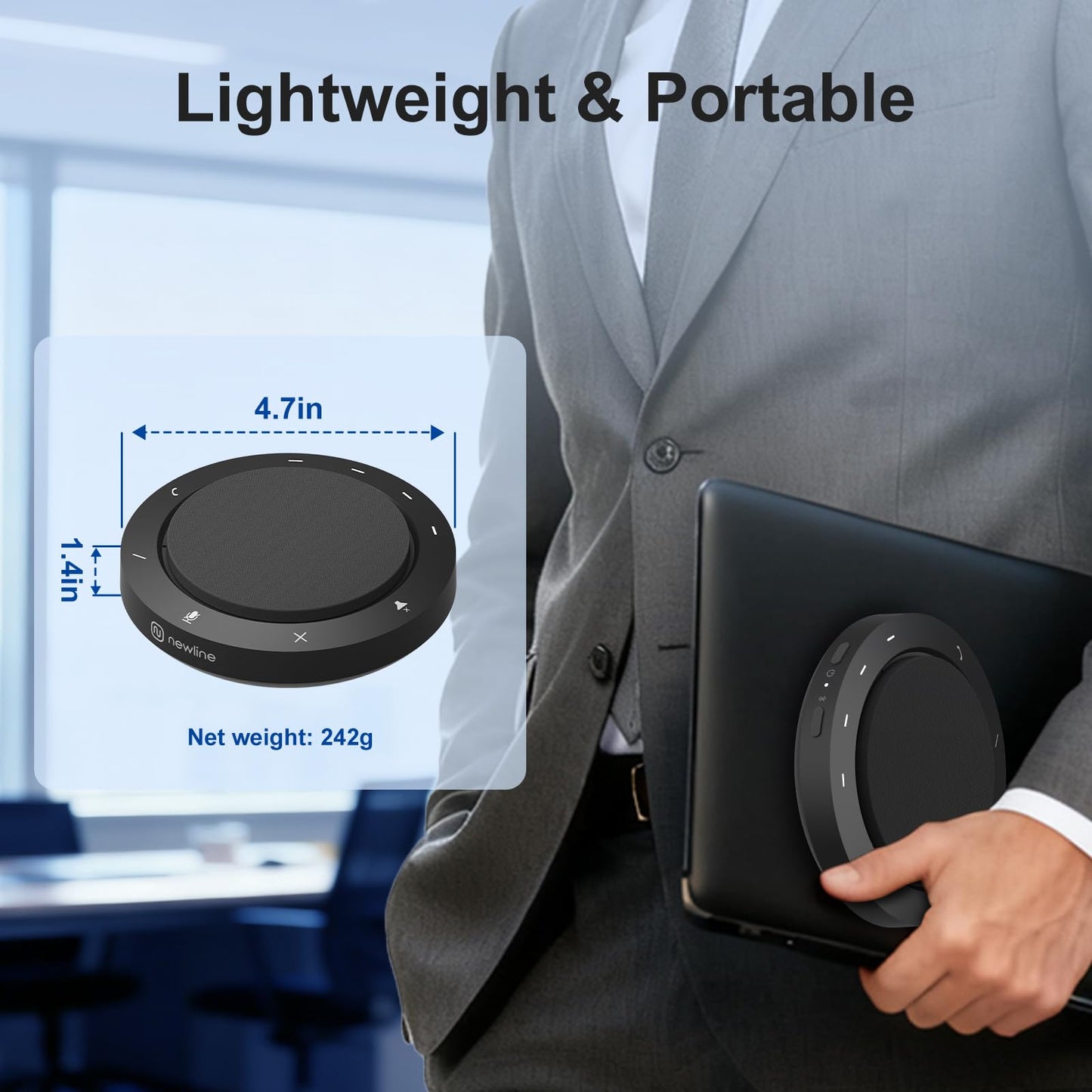 N newline Conference Speaker and Microphone, Dual Al Mics with 360° Voice Pickup & Clear Sound, 10-14H Call Time, Bluetooth & USB-C/A Connection, Speakerphone for 1-6 People, Small Teams & Home Office