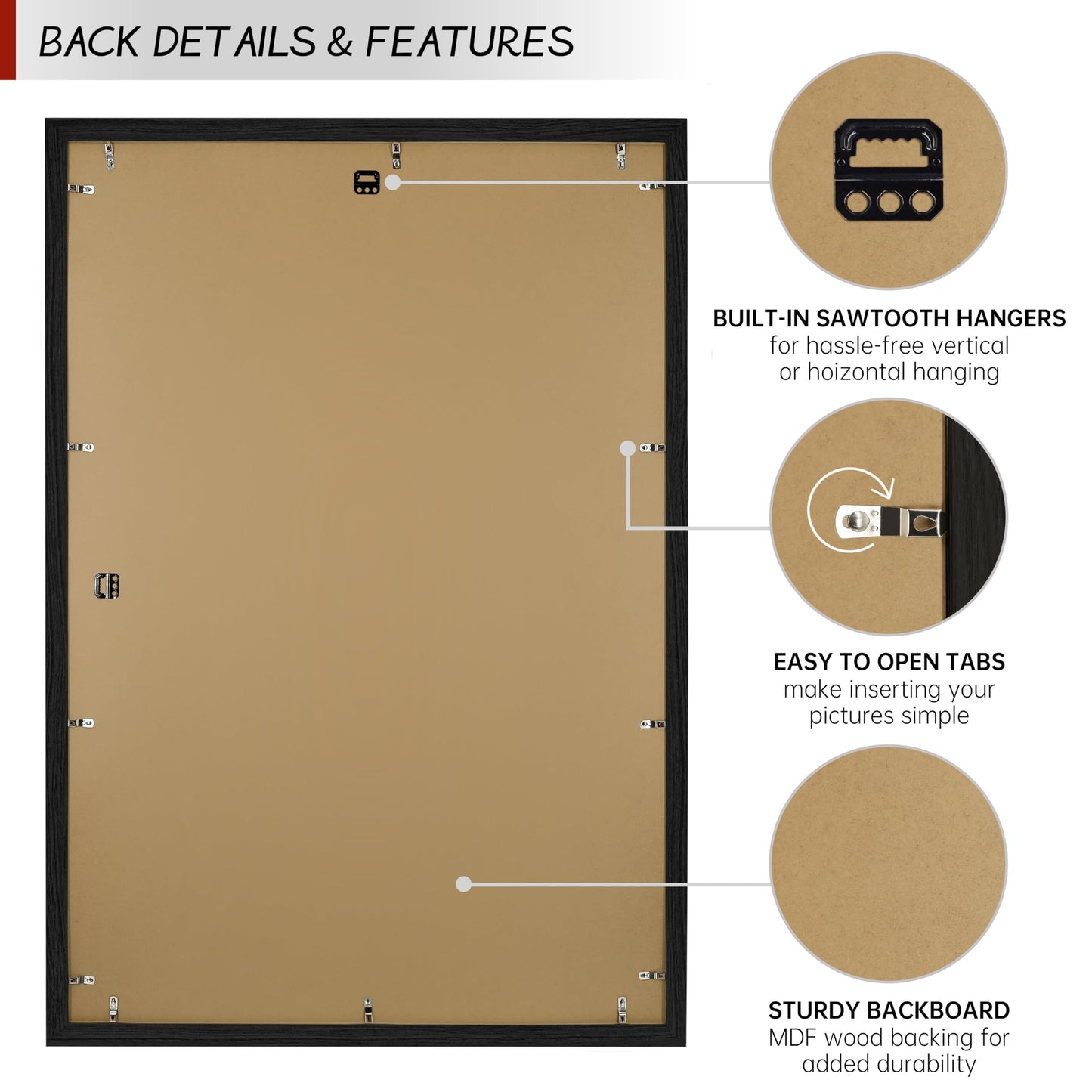LUGHFSV 24x36 Picture Frame for Wall, Vertical or Horizontal Wall Hanging Large Poster Frame for Photo and Posters, Poster Frame 24x36 Without Mat