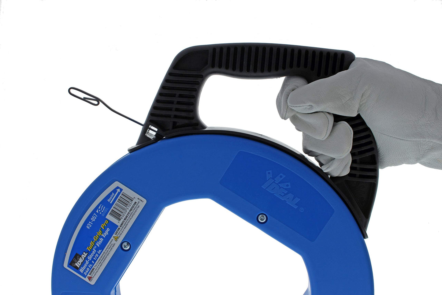 IDEAL Electrical 31-057 Blue Steel Fish Tape 240 ft. Blued Steel Fish Tape w/ Formed Hook & Tuff-Grip Pro Case, Non-Oily Finish, Laser Etched Increments