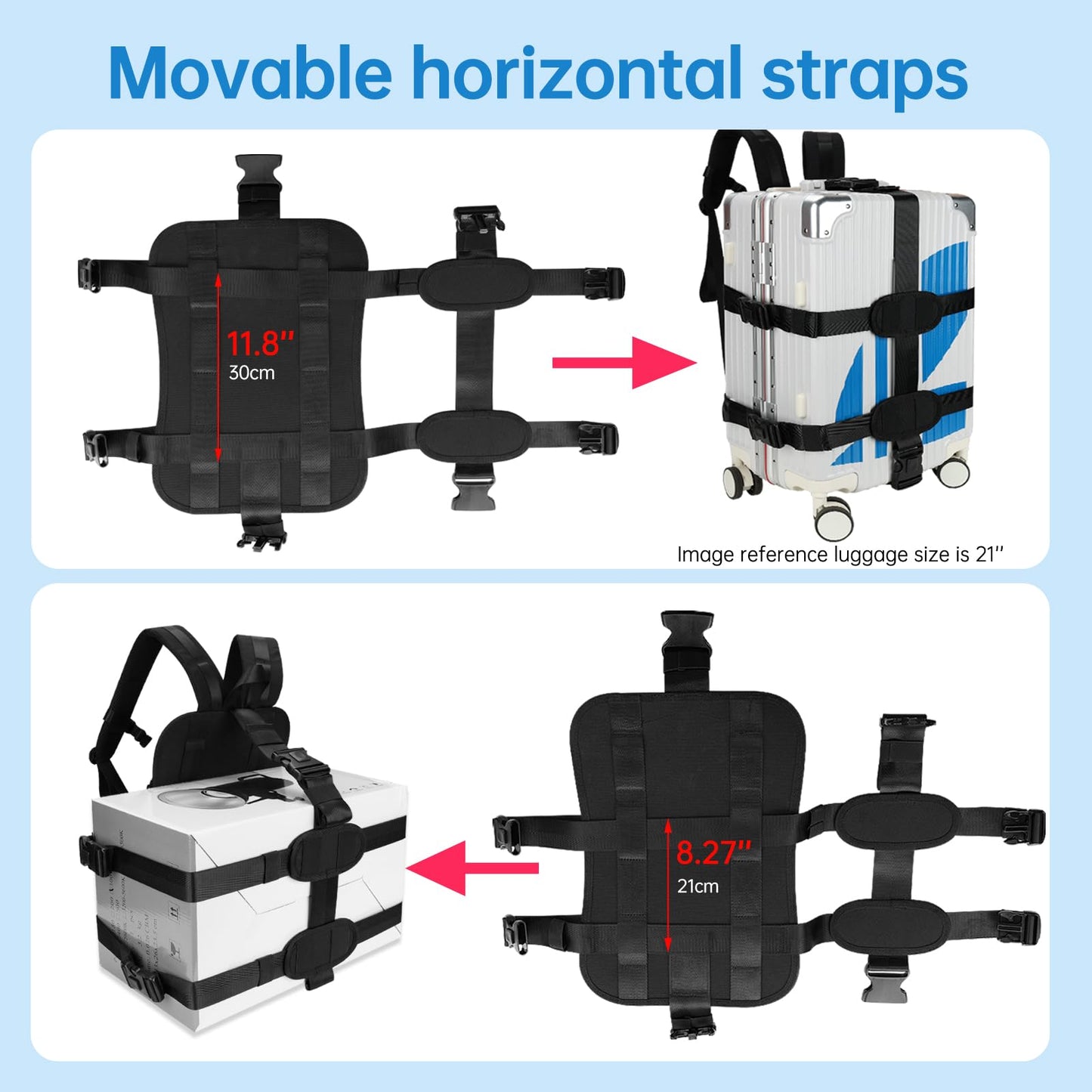 Premium Backpack Carrying System with Adjustable Strap – Ideal for Carrying Small to Medium Size Hard Shell case/Hand Baggage - S