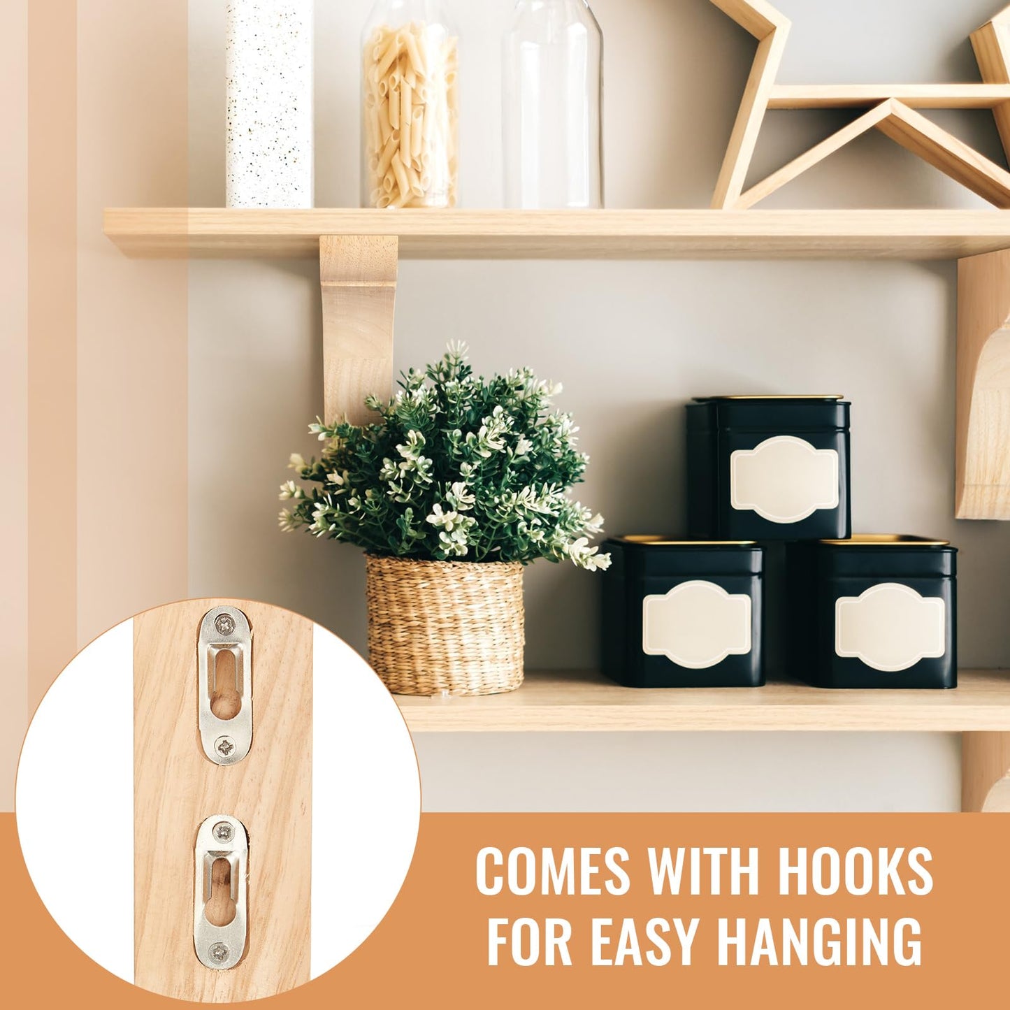 Vercraft 8 Pcs Wood Corbels Wooden Shelf Brackets 1.75'' W x 6'' D x 6'' H Unfinished Paintable Bracket with Hanging Hook for Doorway Countertop Kitchen Cabinet Book Shelves, Rubber Wood