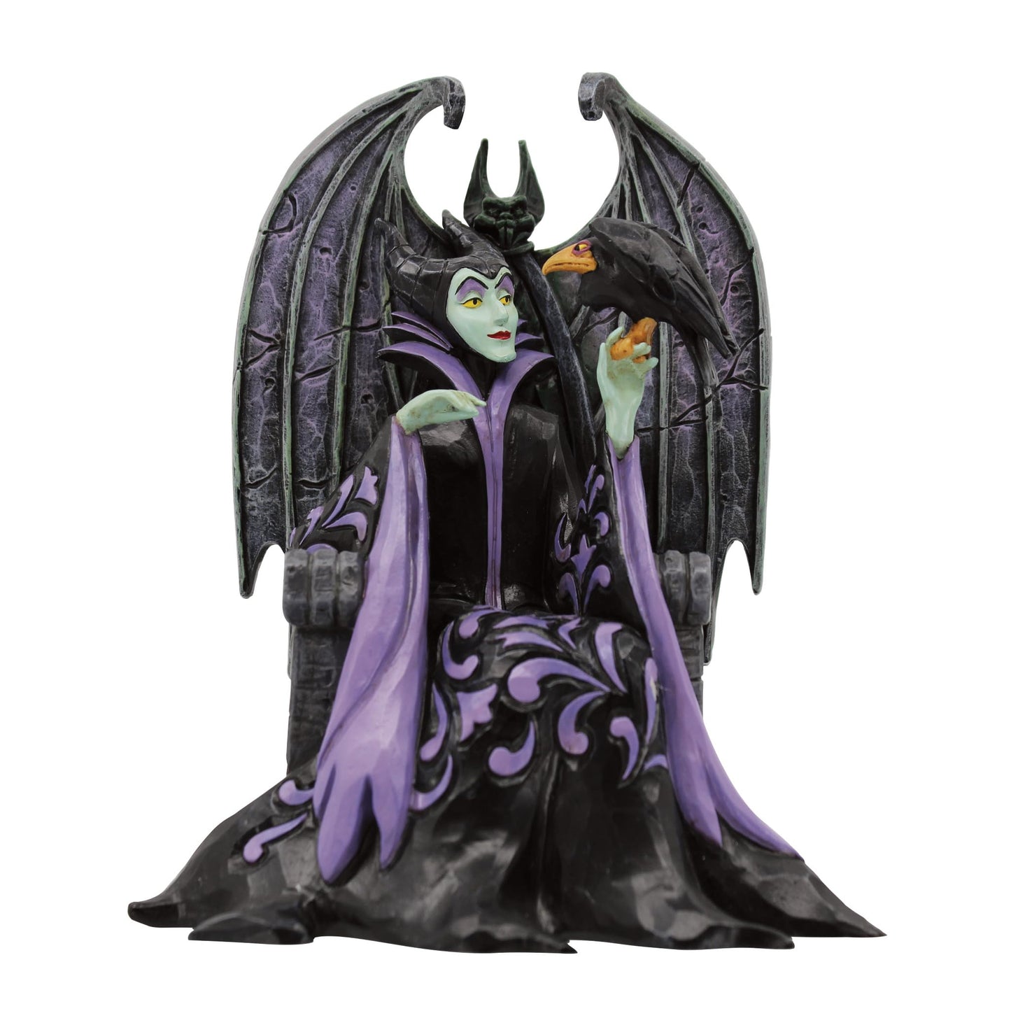 Enesco Disney Traditions Collection by Jim Shore Sleeping Beauty Maleficent Sitting on Throne Figurine- Resin Hand Painted Crafted Disney Halloween Collectible Figurines Home Decor Statue, 4 Inch