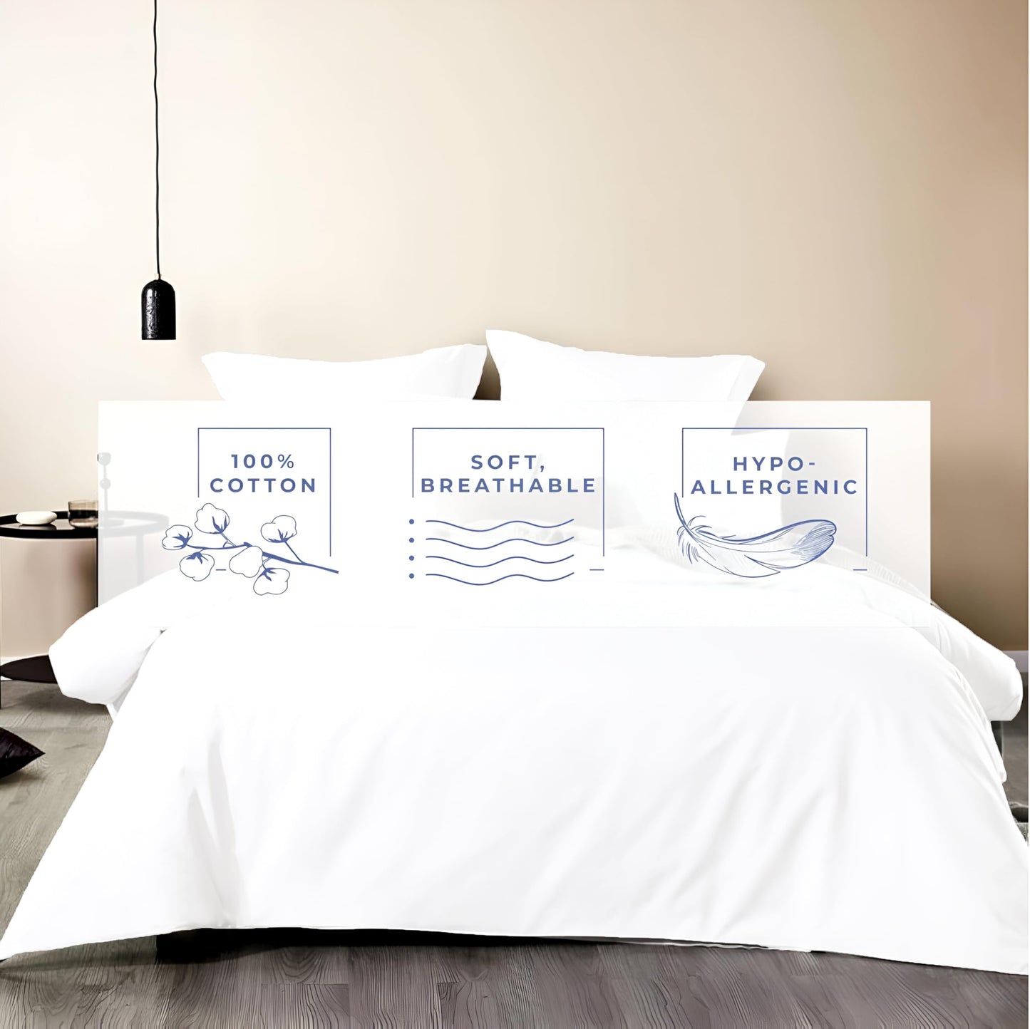 Kotton Culture 3 Pc Queen Size Duvet Cover Set 100% Egyptian Cotton - Luxury 1000 Thread Count Hotel Quality, Soft, Breathable, Comforter cover with Zipper Closure & Corner ties (White,Queen 90"x 90")