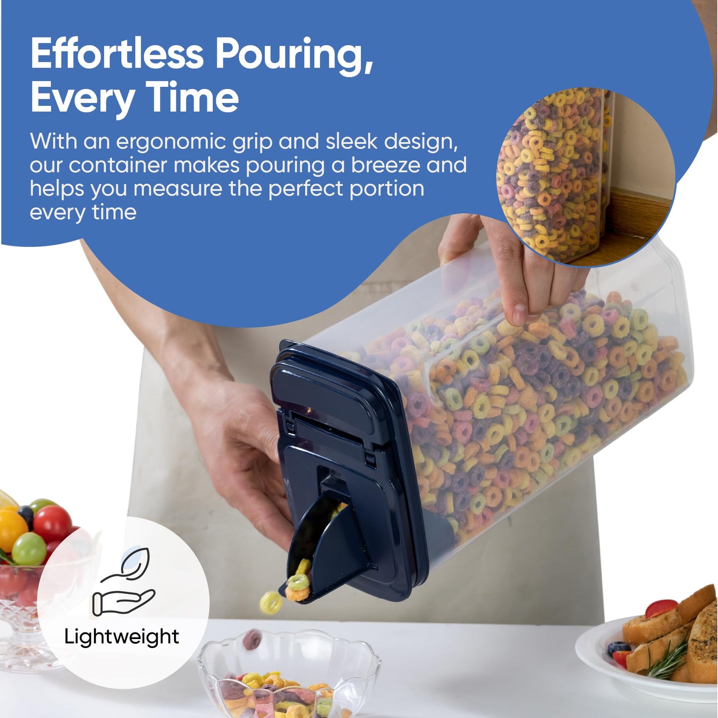 Chef's Path Airtight Food Storage Containers - Pack of 4 (4L/135.3oz) - MULTISPOUT Design for Kitchen & Pantry - BPA-Free Cereal Containers with Bigger Spout Mouth for Easy Pouring