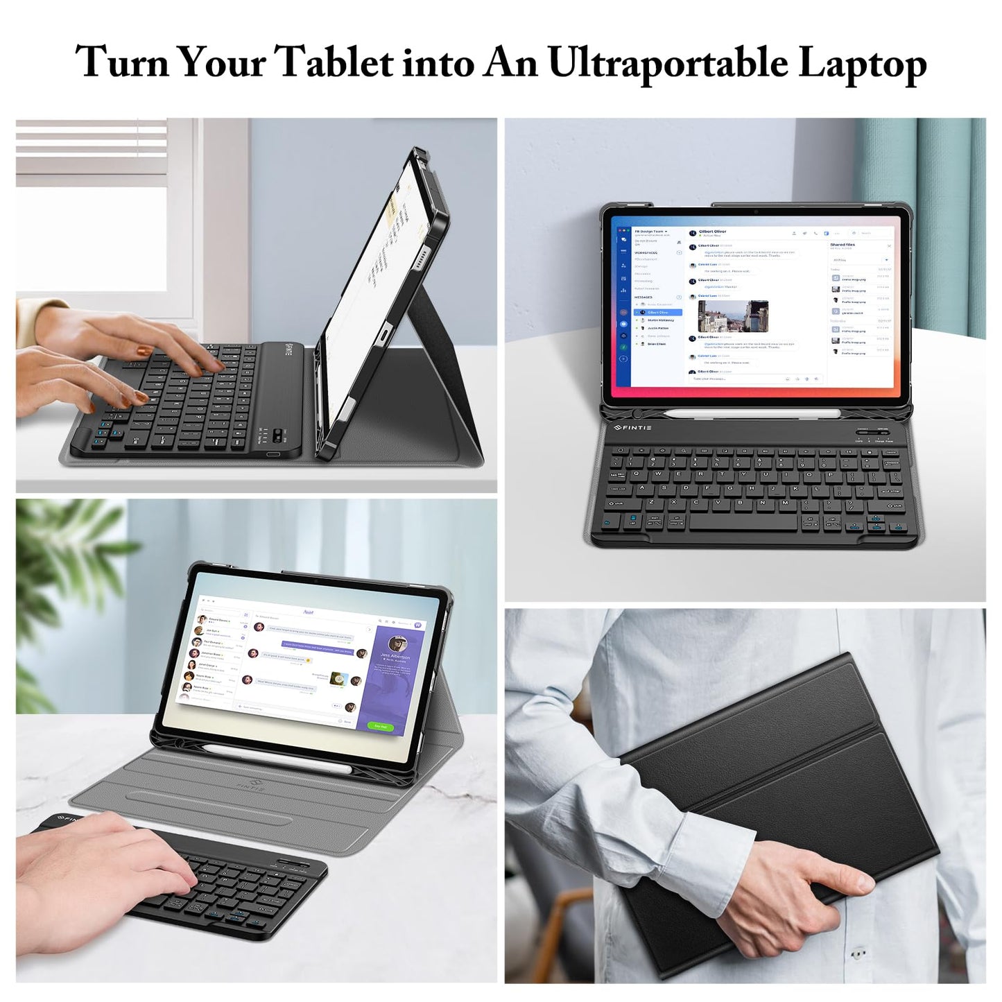 Fintie Keyboard Case for Samsung Galaxy Tab S9 FE 5G 10.9 Inch/Galaxy Tab S9 11 Inch 2023 with S Pen Holder, Slim Stand Cover Detachable Wireless Bluetooth Keyboard, Black