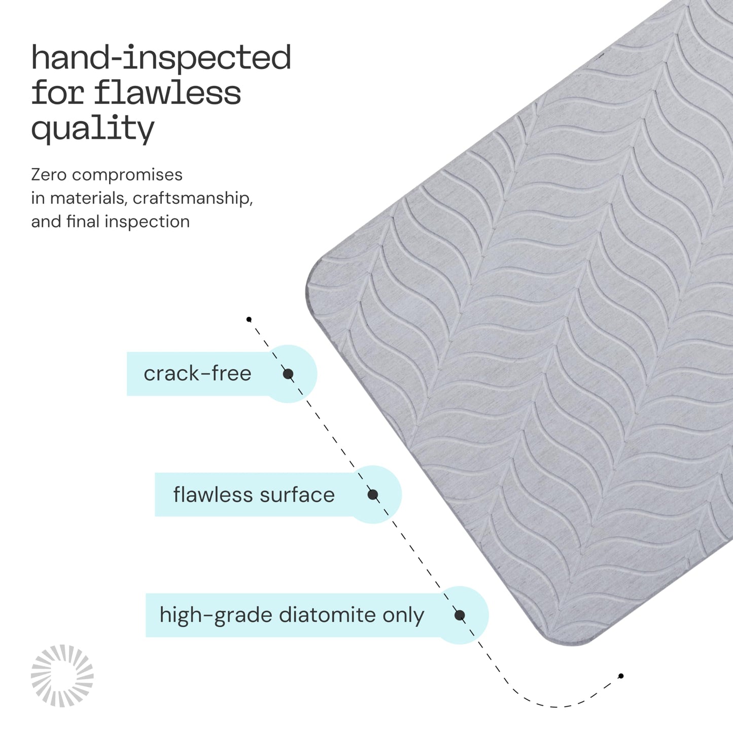 Deepstone Diatomite Stone Dish Drying Mat – Fast-Drying Natural Diatomaceous Earth Kitchen Countertop Drying Board – Super Absorbent & Non-Slip, 16 x 12 in (Gray)