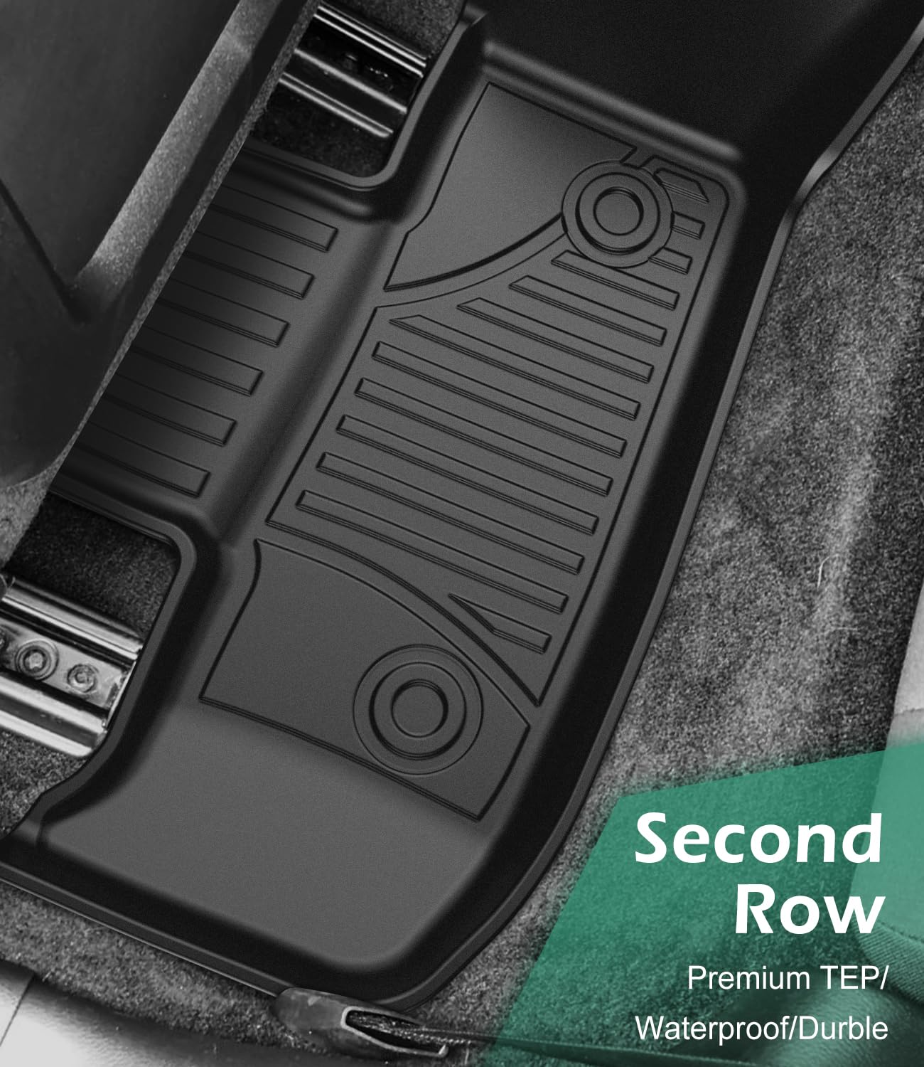 AOMSAZTO Floor Mats Fit for 2015-2023 Dodge Challenger RWD - All Weather Custom TPE Floor Liners Full Set Include 1st and 2nd Row Front & Rear