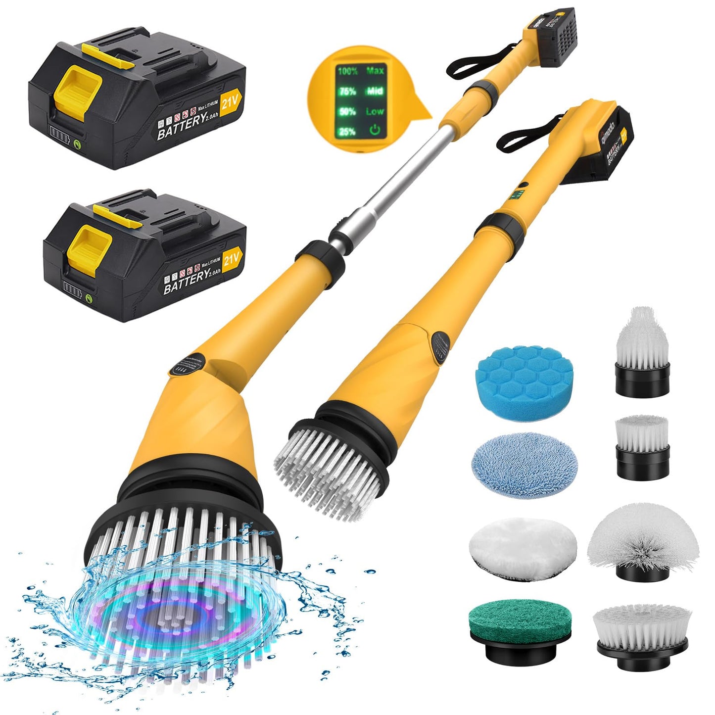 qimedo Battery Electric Tile Floor Scrubber Brushes Heads, 8-in-1 Electric Spin Scrubber Replacement Brush Heads for qimedo, Leebein, Keimi, Alloyman, Bomves, YKYI, BEI & Hong