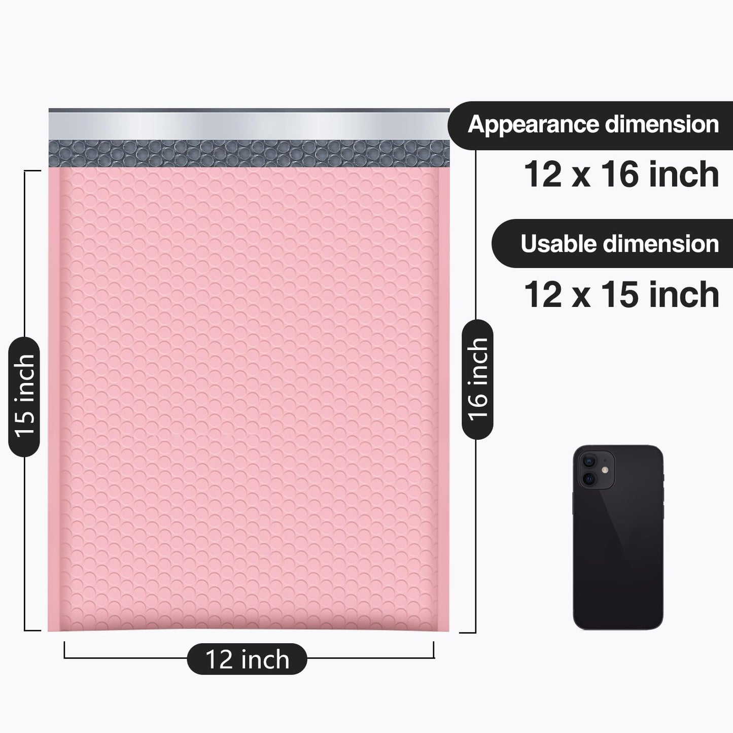 UCGOU Bubble Mailers 12x16 Inch 40 Pack Usable Size 12x15 Inch Large Padded Envelopes Light Pink Waterproof Packaging Bags for Shipping Self Seal Strong Adhesion Envelopes for Jewelry Makeup Supplies
