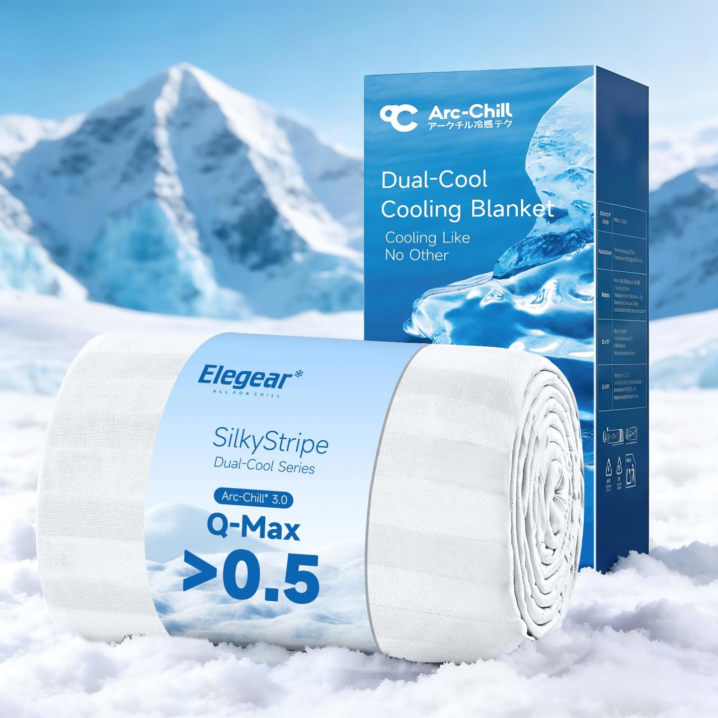 Elegear Revolutionary Cooling Blanket King, Absorbs Heat to Keep Body Cool for Night Sweats, Double Sided Arc-Chill3.0 Cool Fiber Q-Max>0.5, Lightweight Summer Cold Blankets Sleeping 90" x 108"