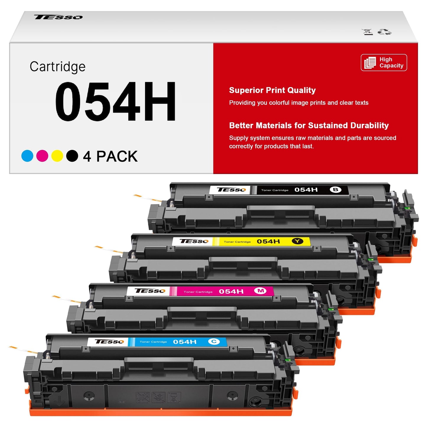 054H Toner Cartridge Set: 054 MF642cdw Toner Replacement for Canon 054 054H Toner Cartridge Set to use with Canon Color imageCLASS MF642cdw MF644cdw MF641CW LBP622Cdw, 4 Pack High Yield 054 Toner