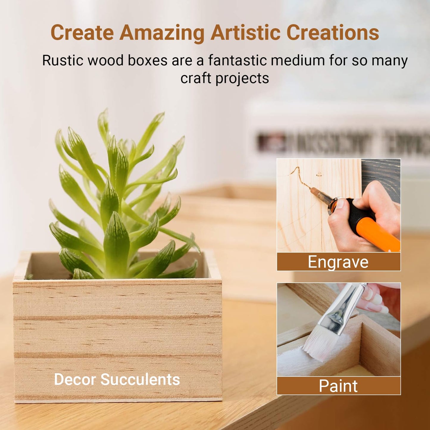 CALPALMY (12 Pack) 6" x 6" Unfinished Wooden Box Storage Organizer Small Wooden Boxs for Art Crafts Collectibles Home Venue Decor