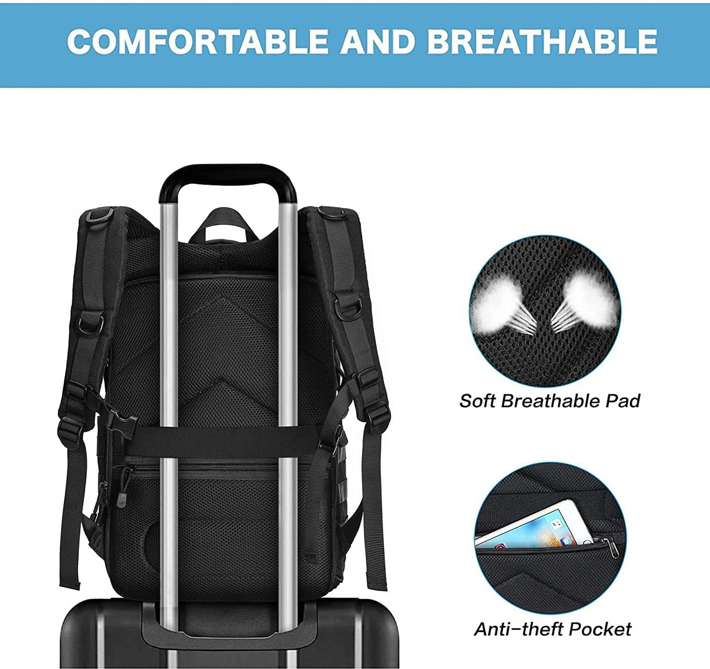 MOSISO Camera Backpack, DSLR/SLR/Mirrorless Tactical Camera Bag Case with Laptop Compartment Compatible with Canon/Nikon/Sony, Black