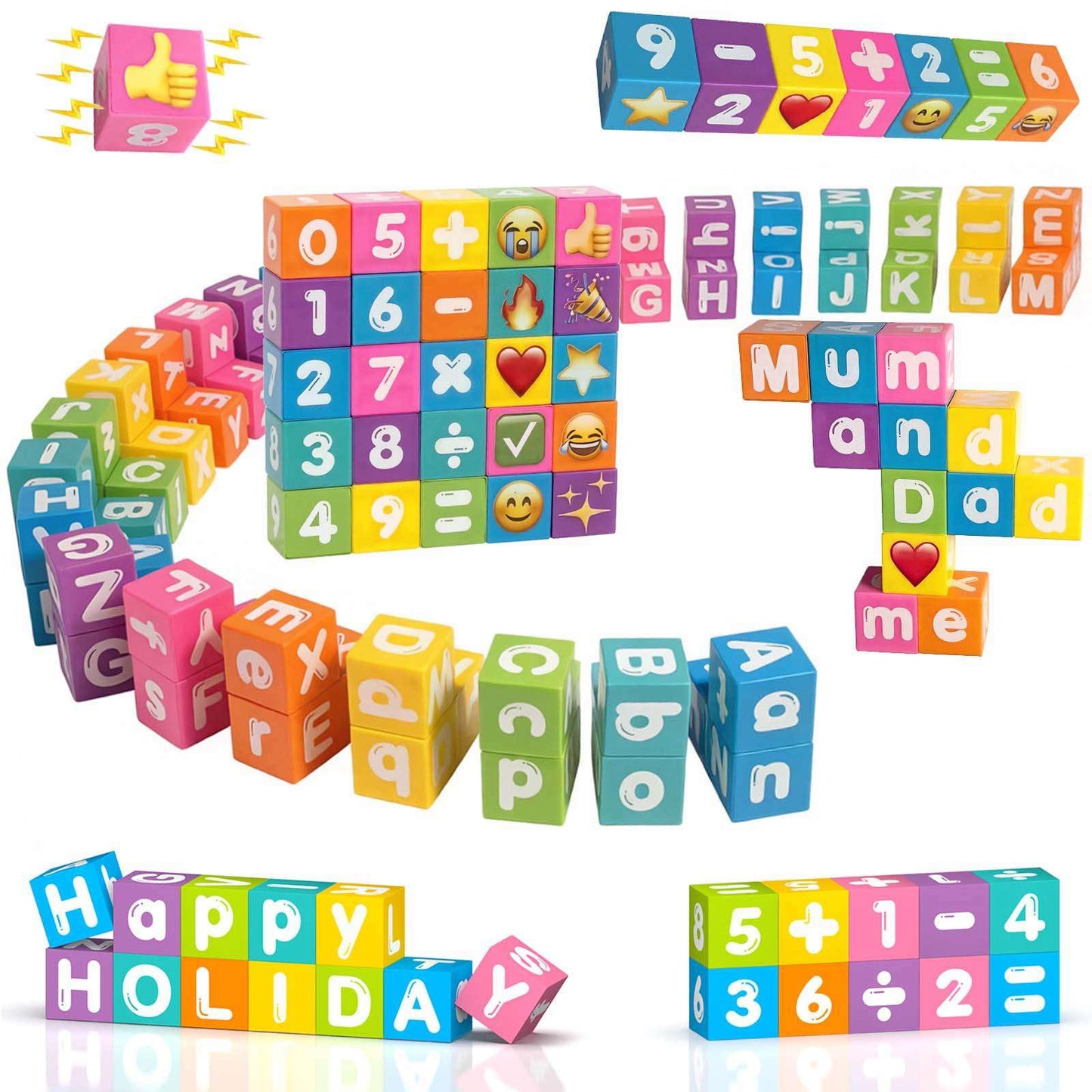 Magnetic Letters & Numbers Blocks 1 Inch Magnetic Alphablocks ABC Learning Toys Preschool Educational Gift