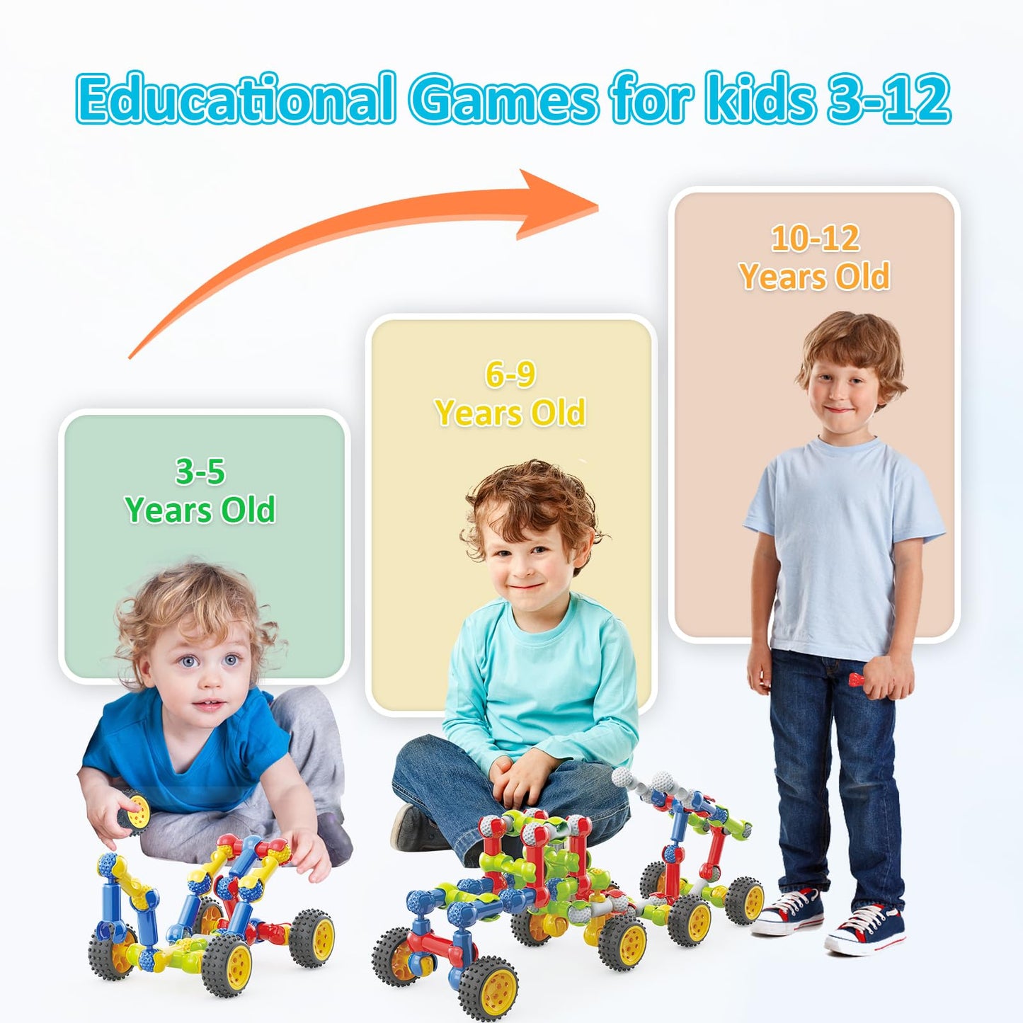 Huaker - Building Toys for 3 4 5 6 7 8 Year Old Boys 180 Building Blocks Educational Learning Toys with Large Storage Box Ideal Birthday Gifts